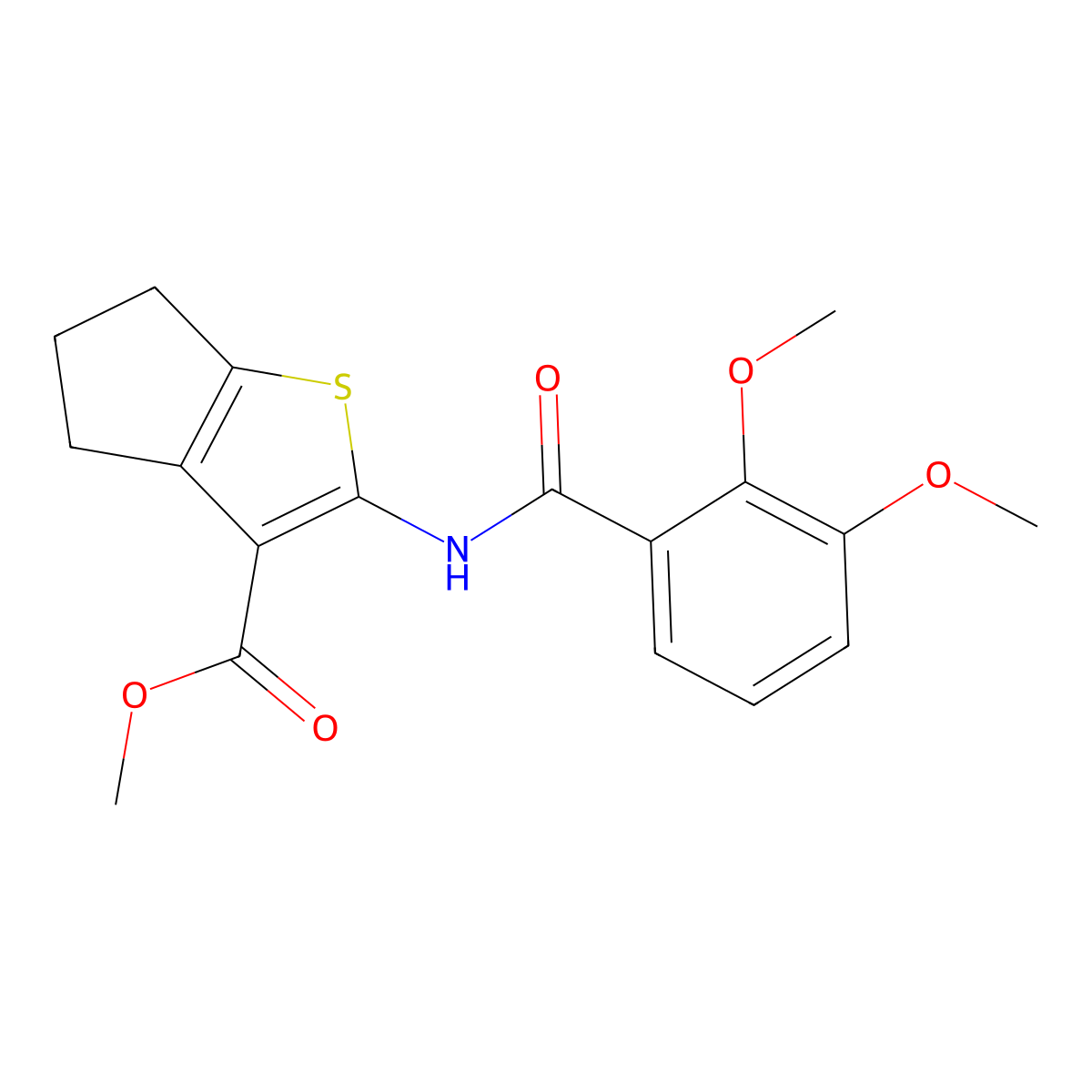 methyl 2-[(2,3-dimethoxybenzoyl)amino]-5,6-dihydro-4H-cyclopenta[b]thiophene-3-carboxylate molecular structure, CAS 445018-07-5