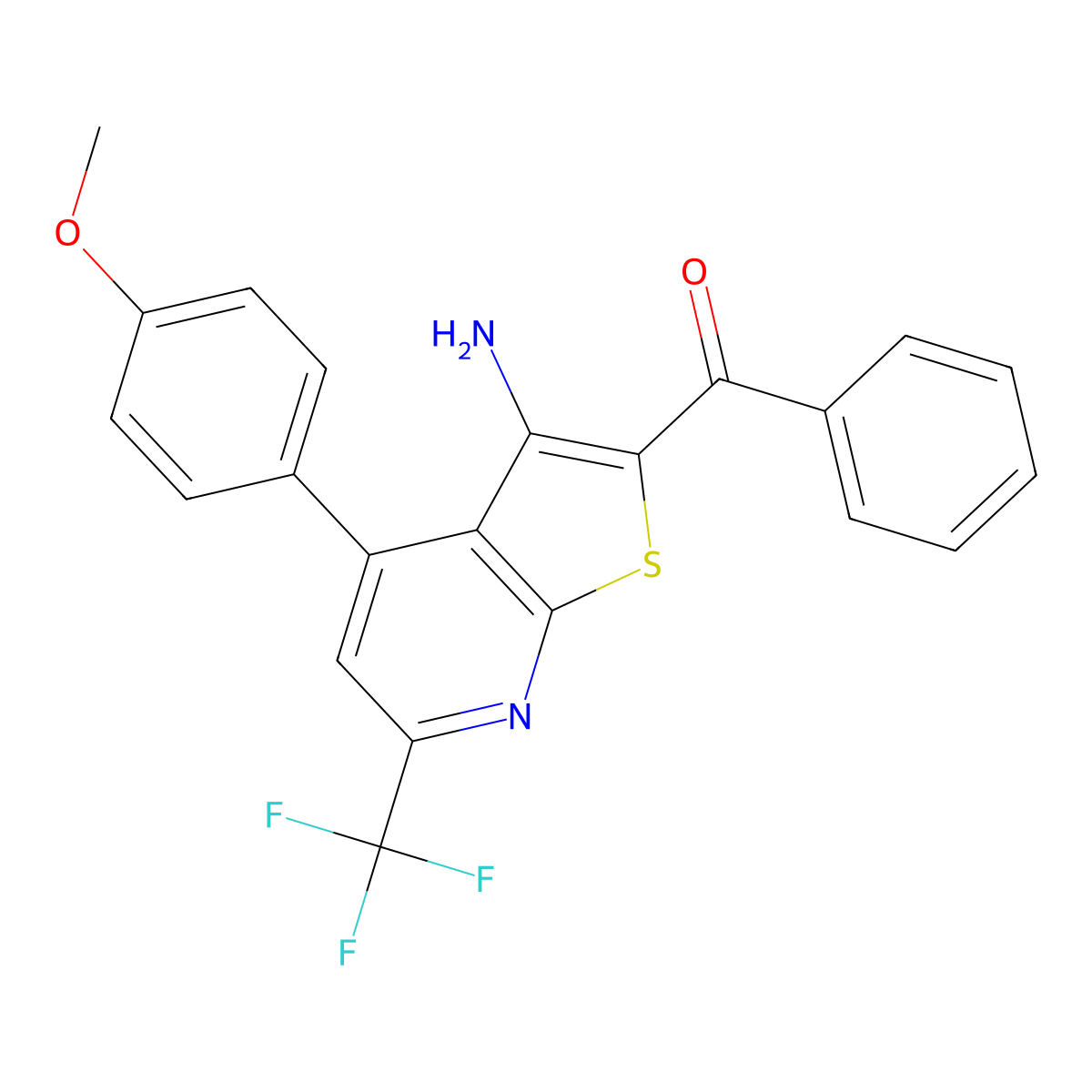 [3-Amino-4-(4-methoxyphenyl)-6-(trifluoromethyl)thieno[2,3-b]pyridin-2-yl](phenyl)methanone molecular structure, CAS 445018-11-1