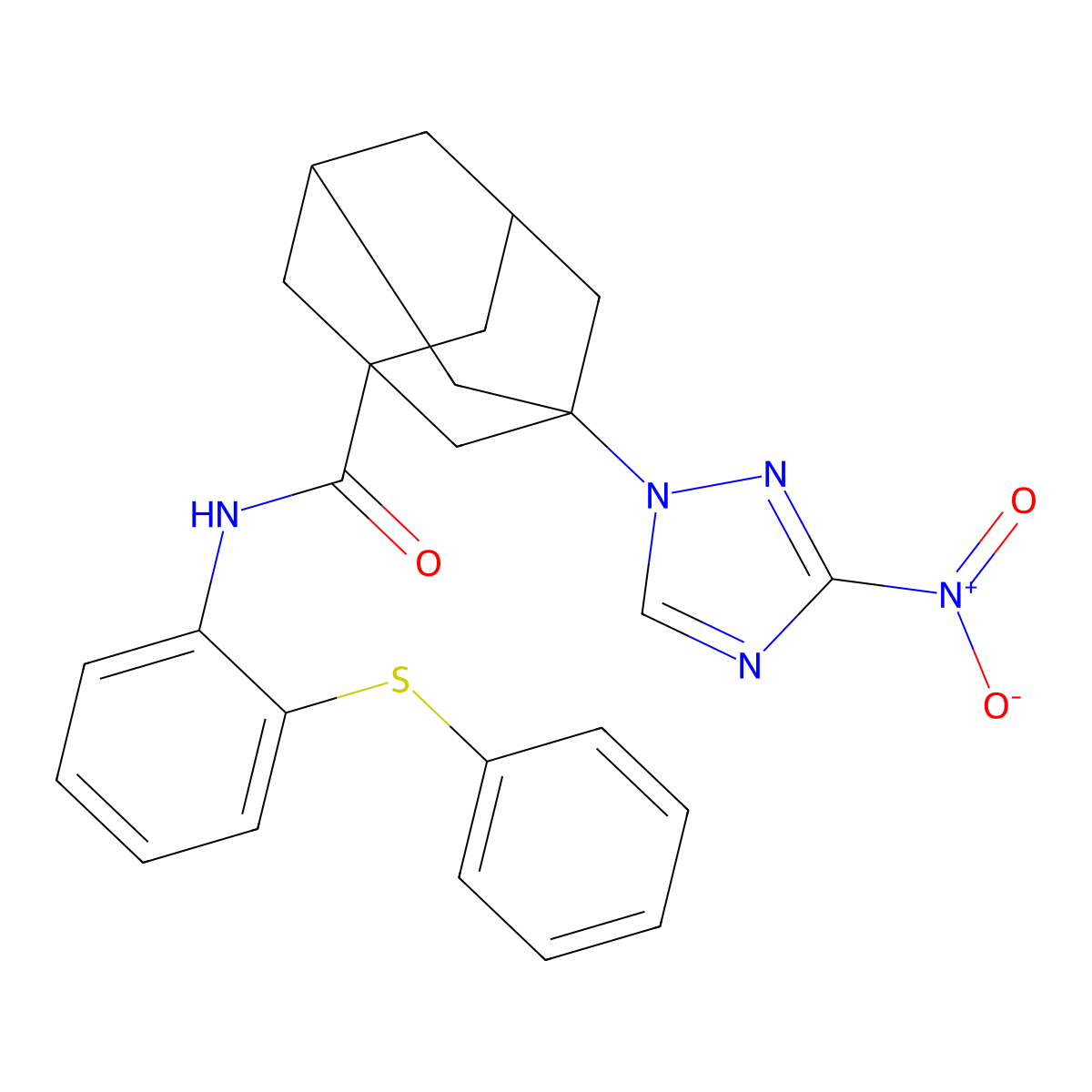 3-(3-nitro-1,2,4-triazol-1-yl)-N-(2-phenylsulfanylphenyl)adamantane-1-carboxamide molecular structure, CAS 445018-17-7