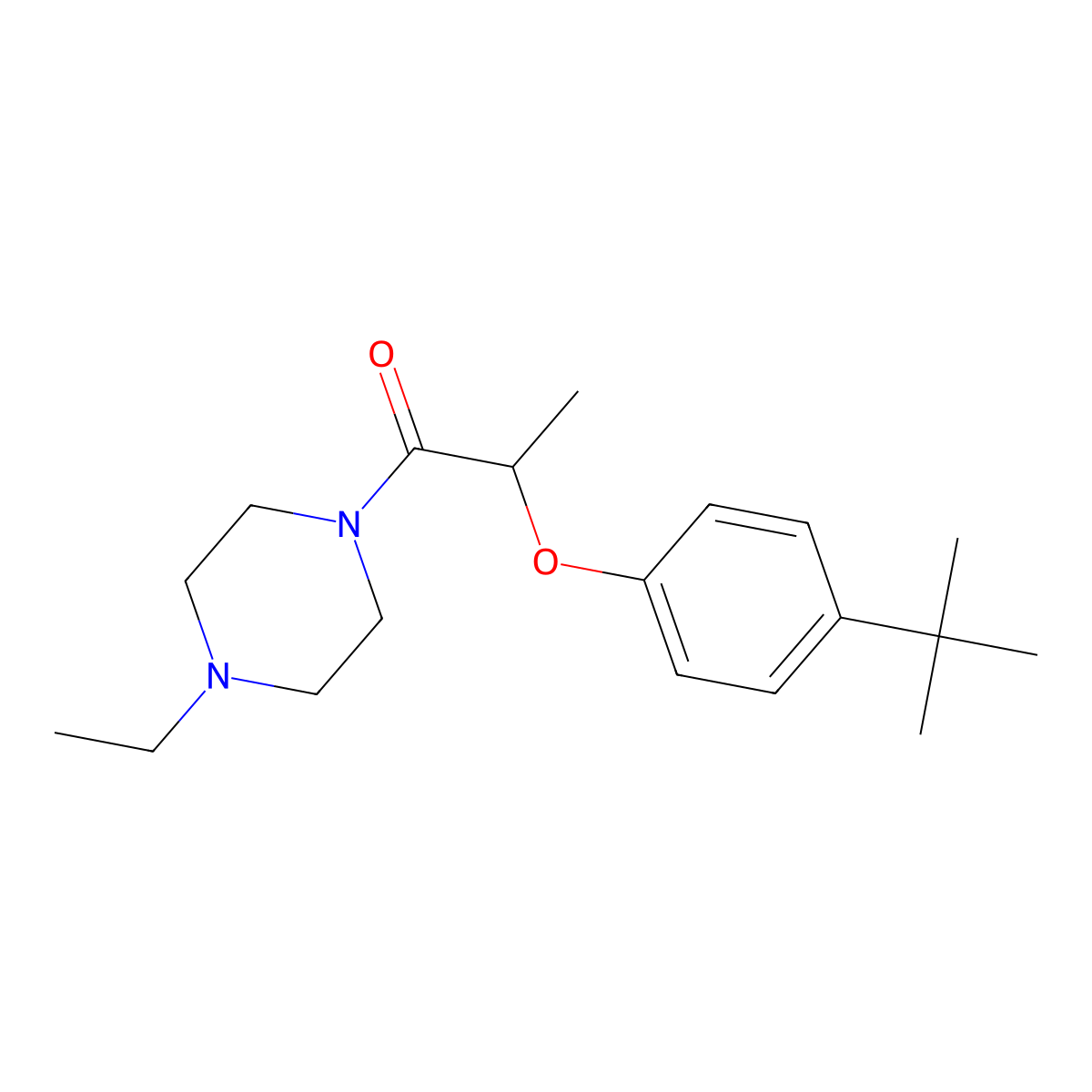 2-(4-Tert-butylphenoxy)-1-(4-ethylpiperazin-1-yl)propan-1-one molecular structure, CAS 445020-57-5