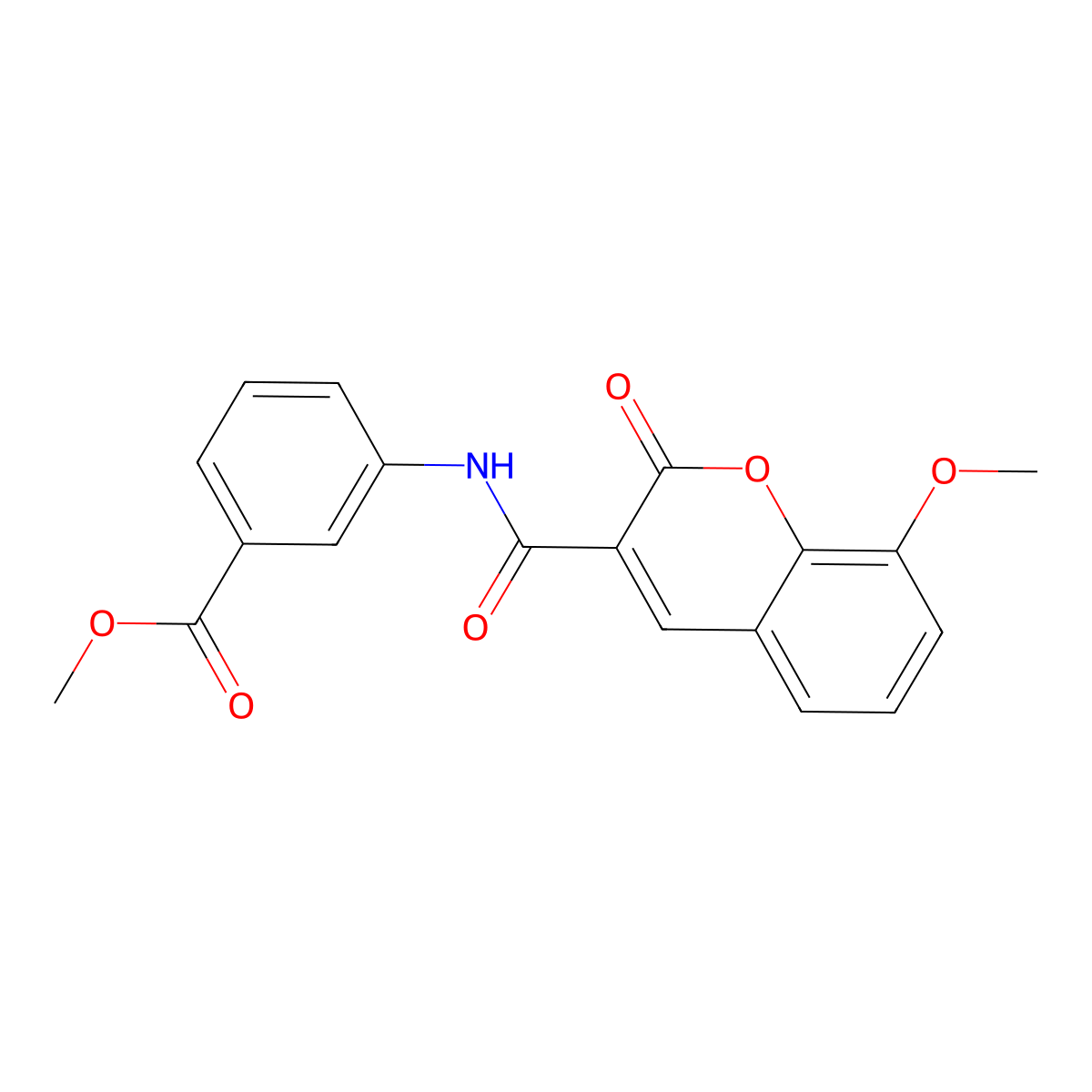 methyl 3-{[(8-methoxy-2-oxo-2H-chromen-3-yl)carbonyl]amino}benzoate molecular structure, CAS 445020-62-2