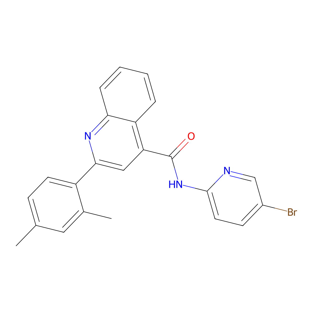 N-(5-bromopyridin-2-yl)-2-(2,4-dimethylphenyl)quinoline-4-carboxamide molecular structure, CAS 445020-76-8