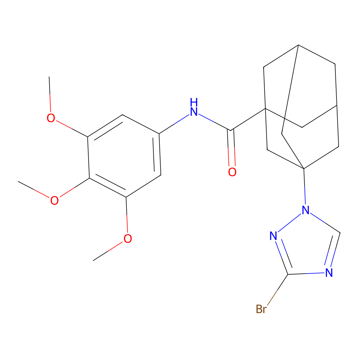 3-(3-bromo-1,2,4-triazol-1-yl)-N-(3,4,5-trimethoxyphenyl)adamantane-1-carboxamide molecular structure, CAS 445020-91-7
