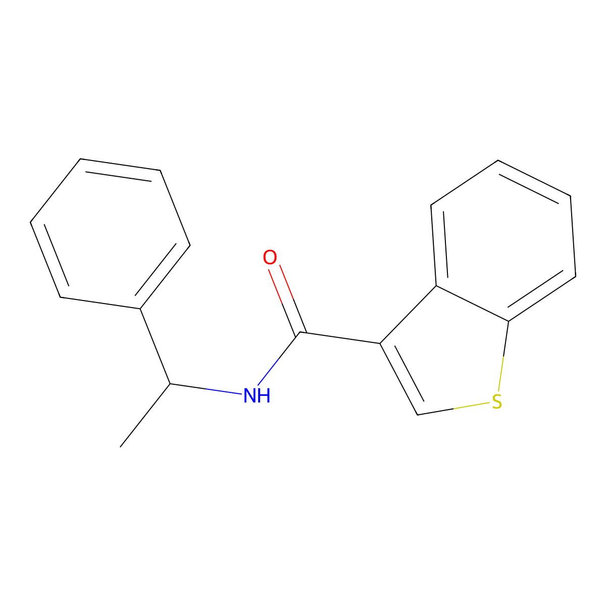 N-(1-phenylethyl)-1-benzothiophene-3-carboxamide molecular structure, CAS 445020-95-1