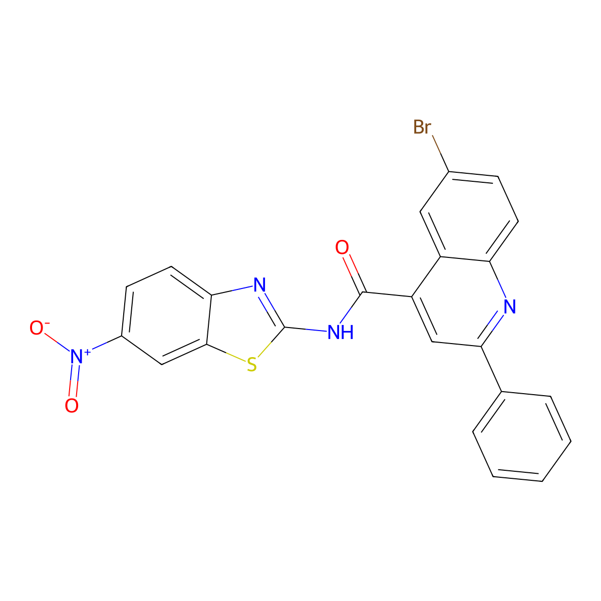 6-bromo-N-(6-nitro-1,3-benzothiazol-2-yl)-2-phenylquinoline-4-carboxamide molecular structure, CAS 445021-06-7