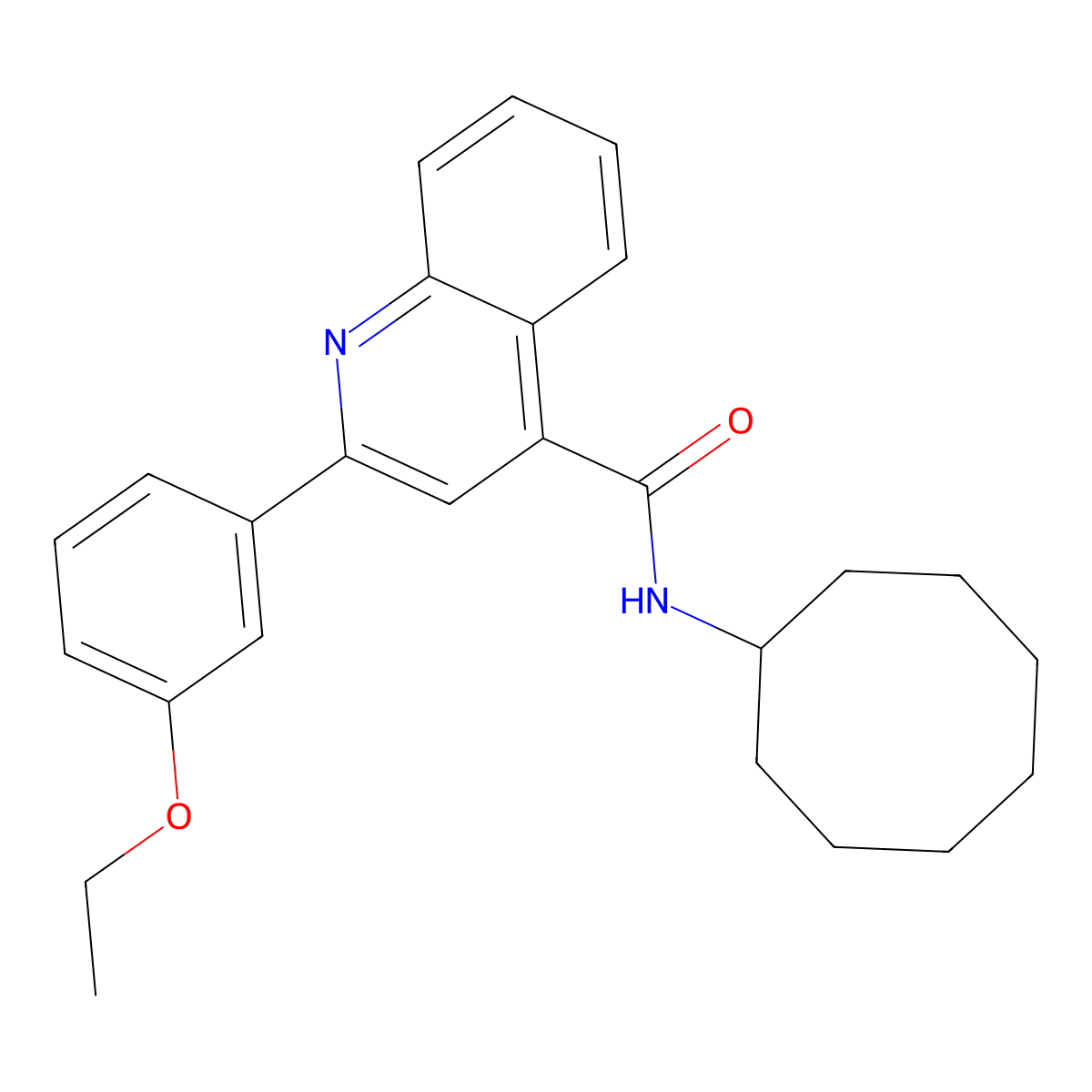 N-cyclooctyl-2-(3-ethoxyphenyl)quinoline-4-carboxamide molecular structure, CAS 445021-43-2