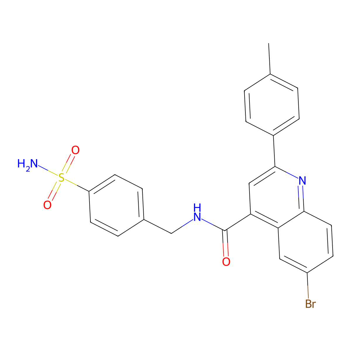 6-bromo-2-(4-methylphenyl)-N-[(4-sulfamoylphenyl)methyl]quinoline-4-carboxamide molecular structure, CAS 445021-45-4
