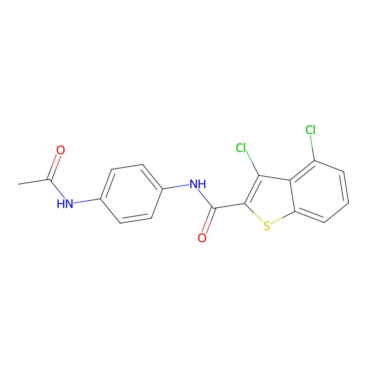 N-(4-acetamidophenyl)-3,4-dichloro-1-benzothiophene-2-carboxamide molecular structure, CAS 445021-47-6