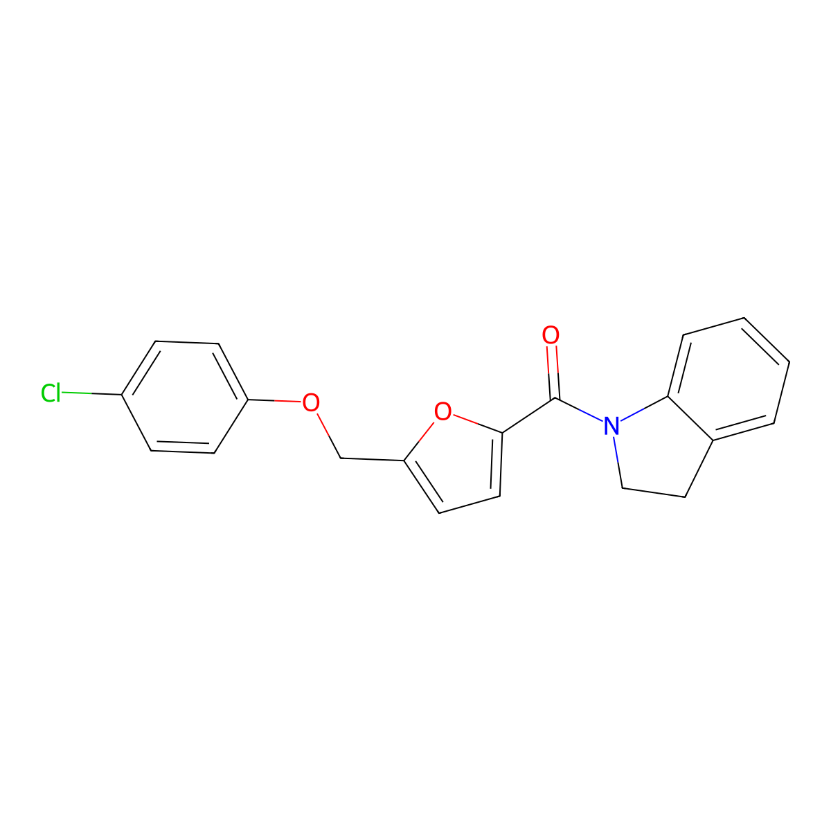 [5-[(4-Chlorophenoxy)methyl]furan-2-yl]-(2,3-dihydroindol-1-yl)methanone molecular structure, CAS 445021-56-7