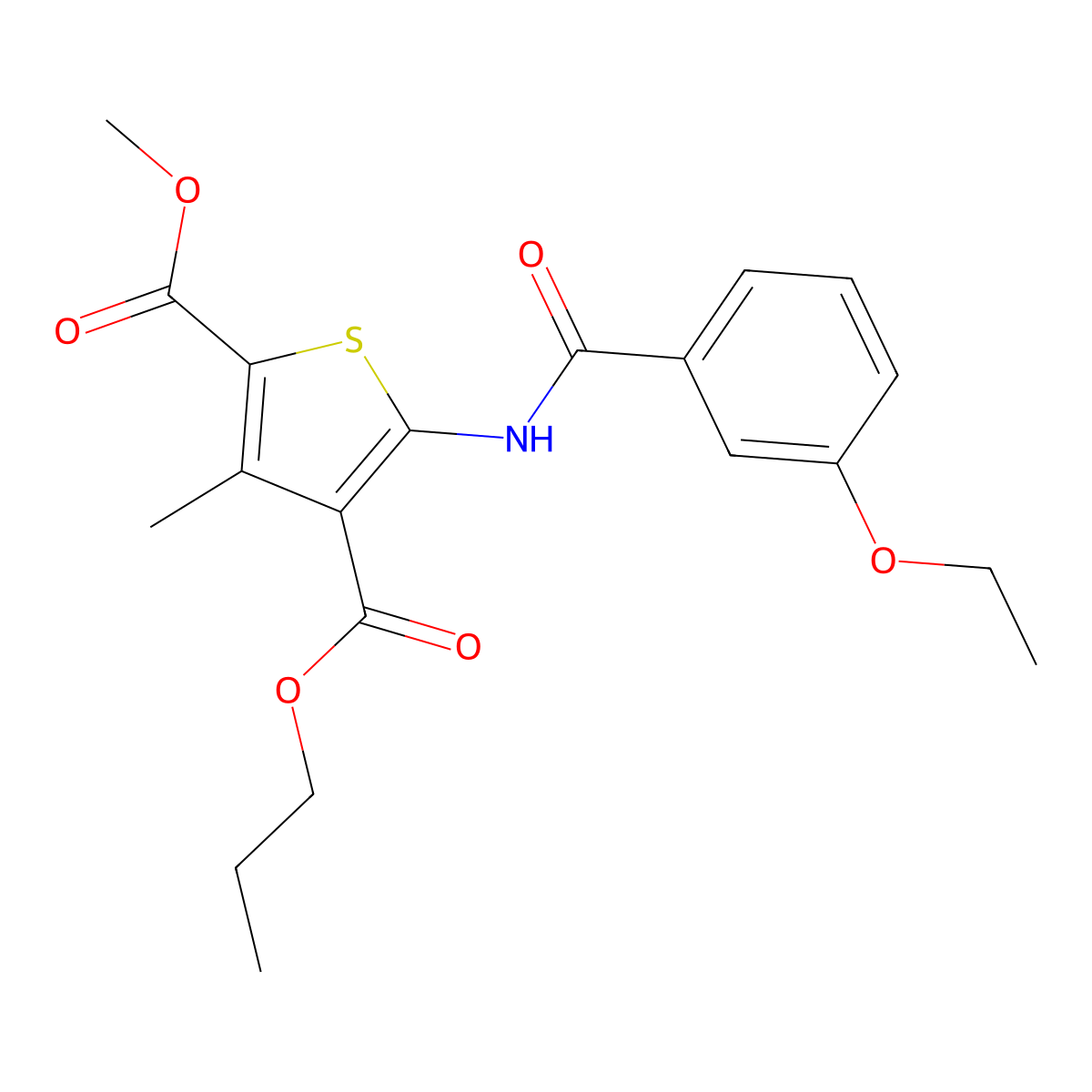2-O-methyl 4-O-propyl 5-[(3-ethoxybenzoyl)amino]-3-methylthiophene-2,4-dicarboxylate molecular structure, CAS 445021-82-9