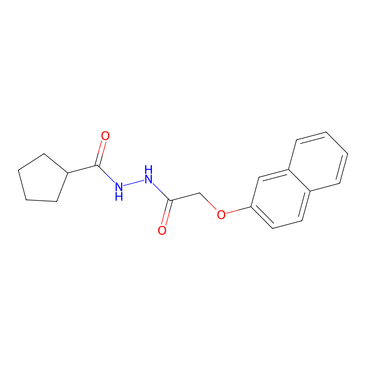 N'-(2-naphthalen-2-yloxyacetyl)cyclopentanecarbohydrazide molecular structure, CAS 445021-92-1