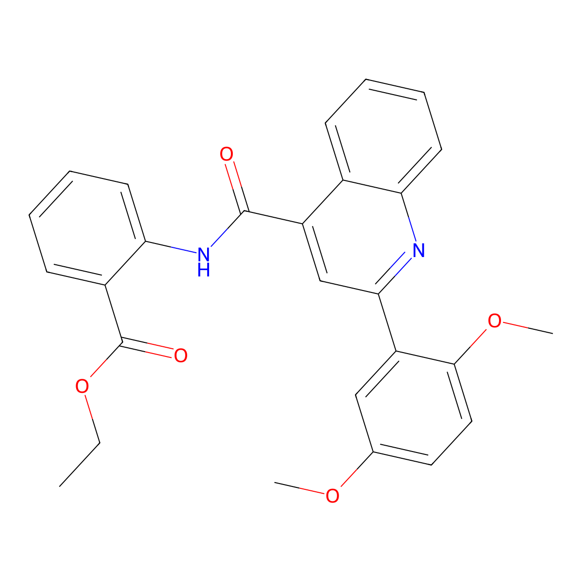 Ethyl 2-[[2-(2,5-dimethoxyphenyl)quinoline-4-carbonyl]amino]benzoate molecular structure, CAS 445021-93-2