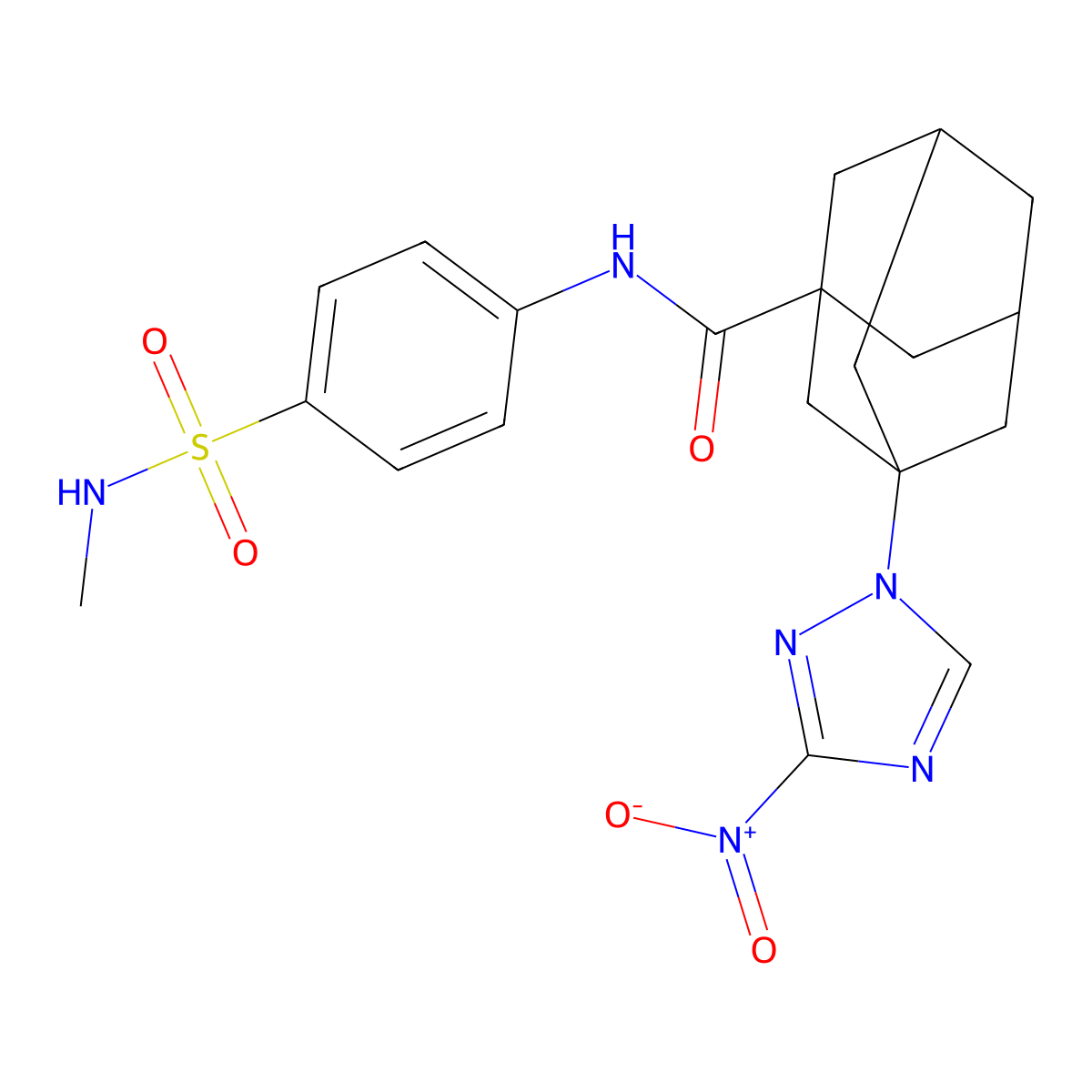 N-[4-(methylsulfamoyl)phenyl]-3-(3-nitro-1,2,4-triazol-1-yl)adamantane-1-carboxamide molecular structure, CAS 445021-95-4