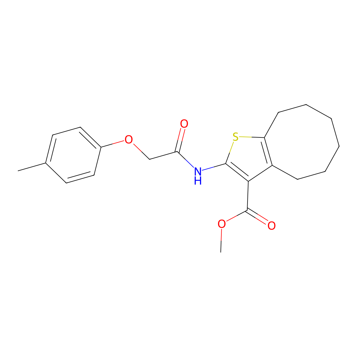 Methyl 2-{[(4-methylphenoxy)acetyl]amino}-4,5,6,7,8,9-hexahydrocycloocta[b]thiophene-3-carboxylate molecular structure, CAS 445021-99-8