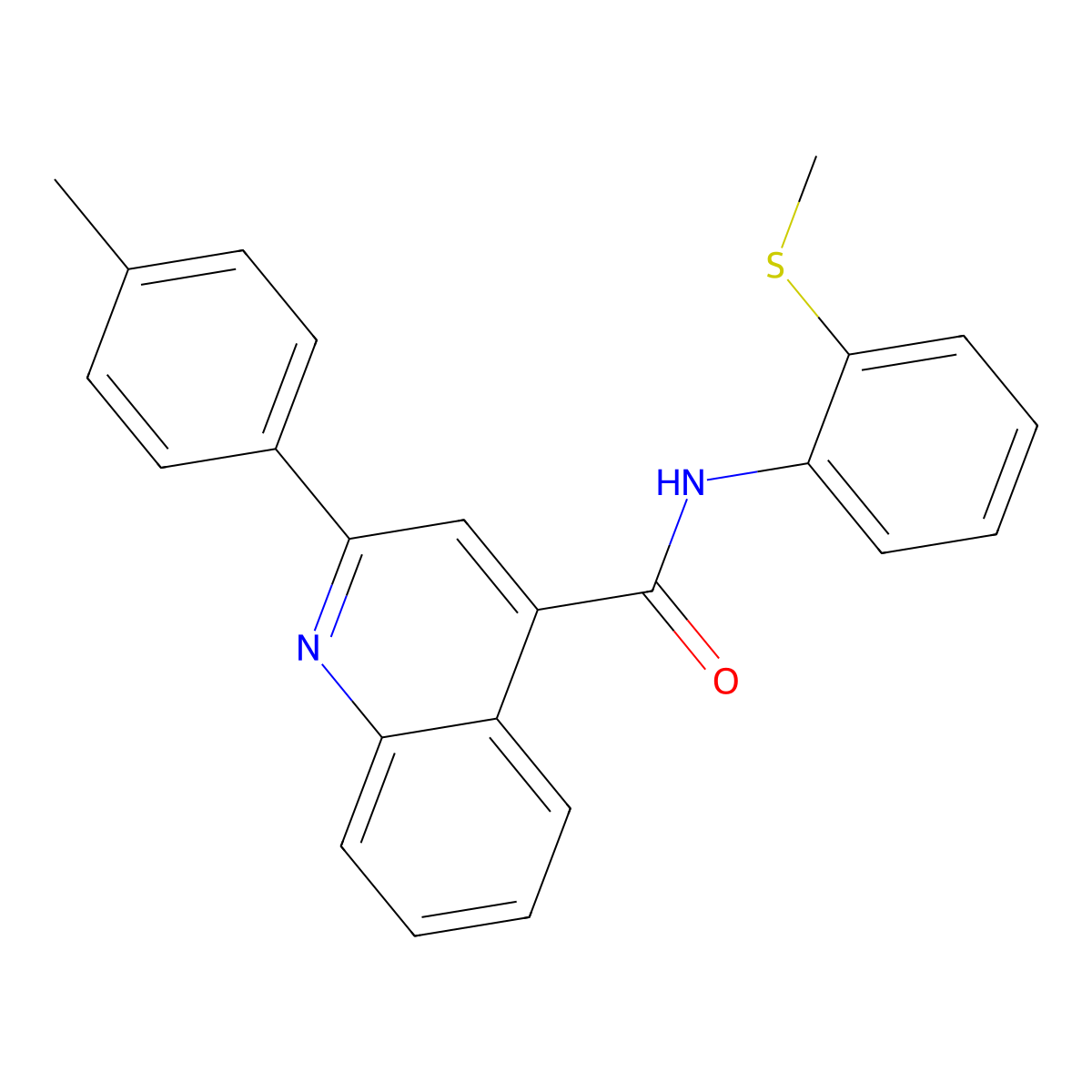 2-(4-methylphenyl)-N-(2-methylsulfanylphenyl)quinoline-4-carboxamide molecular structure, CAS 445022-12-8