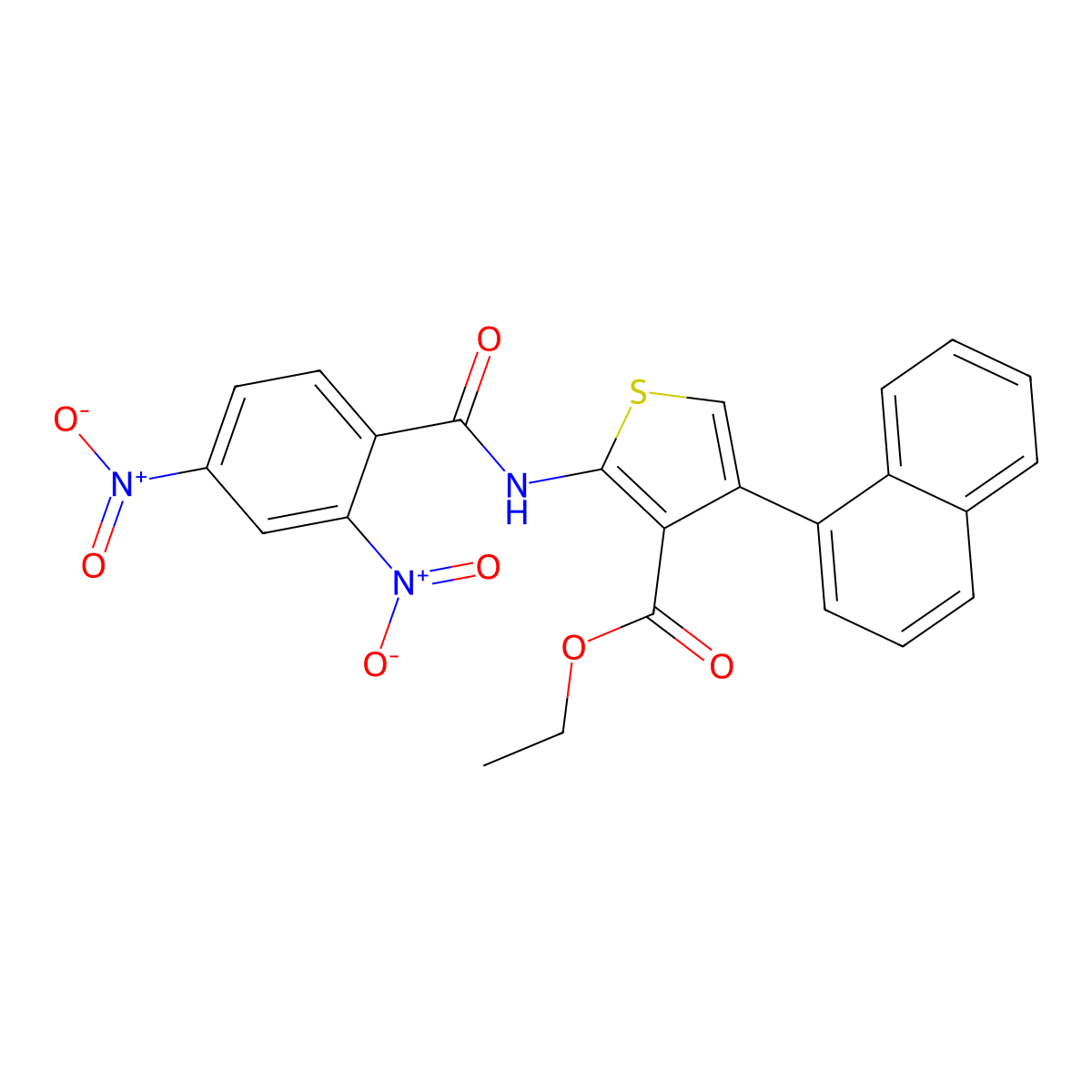 Ethyl 2-({2,4-bisnitrobenzoyl}amino)-4-(1-naphthyl)-3-thiophenecarboxylate molecular structure, CAS 445022-34-4