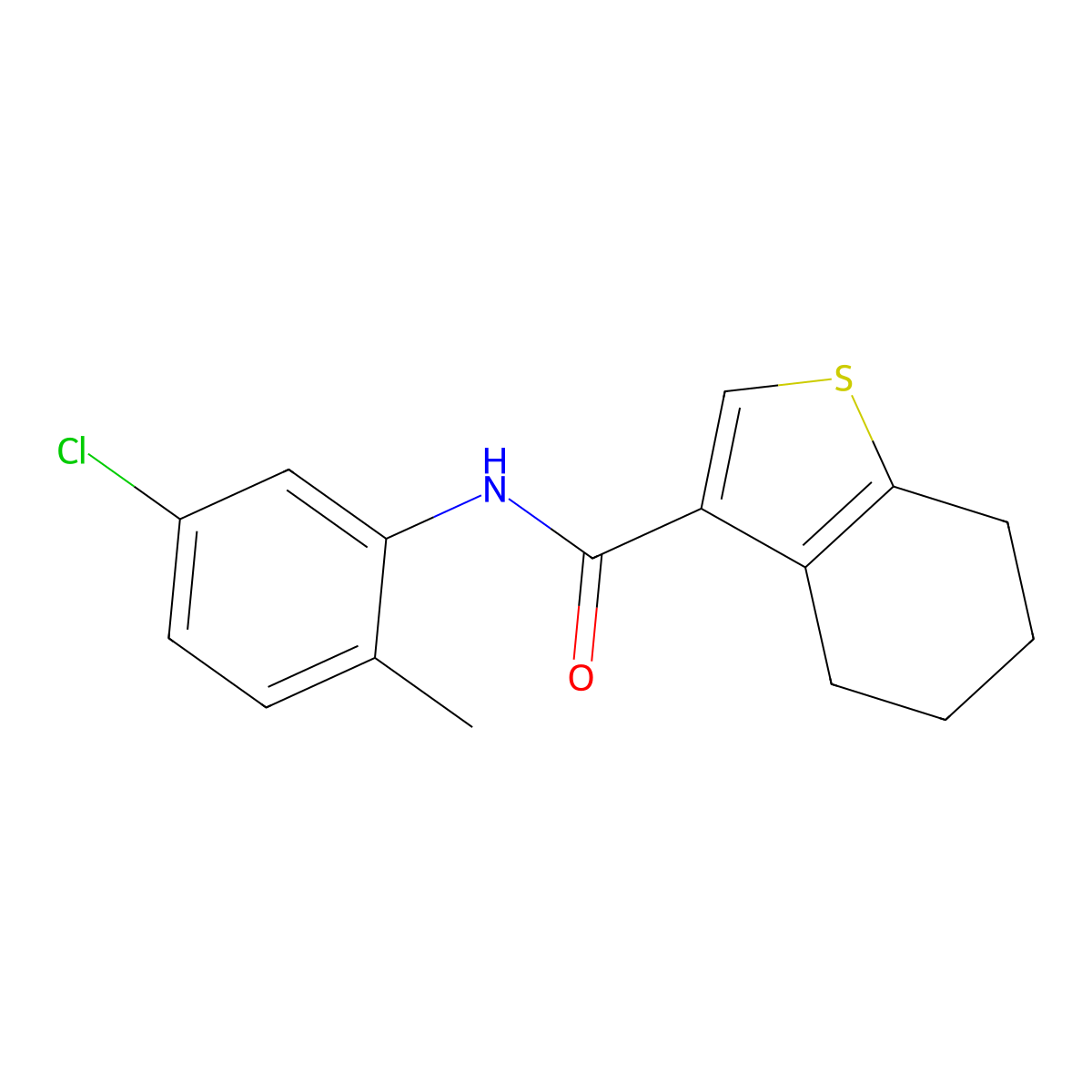 N-(5-chloro-2-methylphenyl)-4,5,6,7-tetrahydro-1-benzothiophene-3-carboxamide molecular structure, CAS 445022-86-6