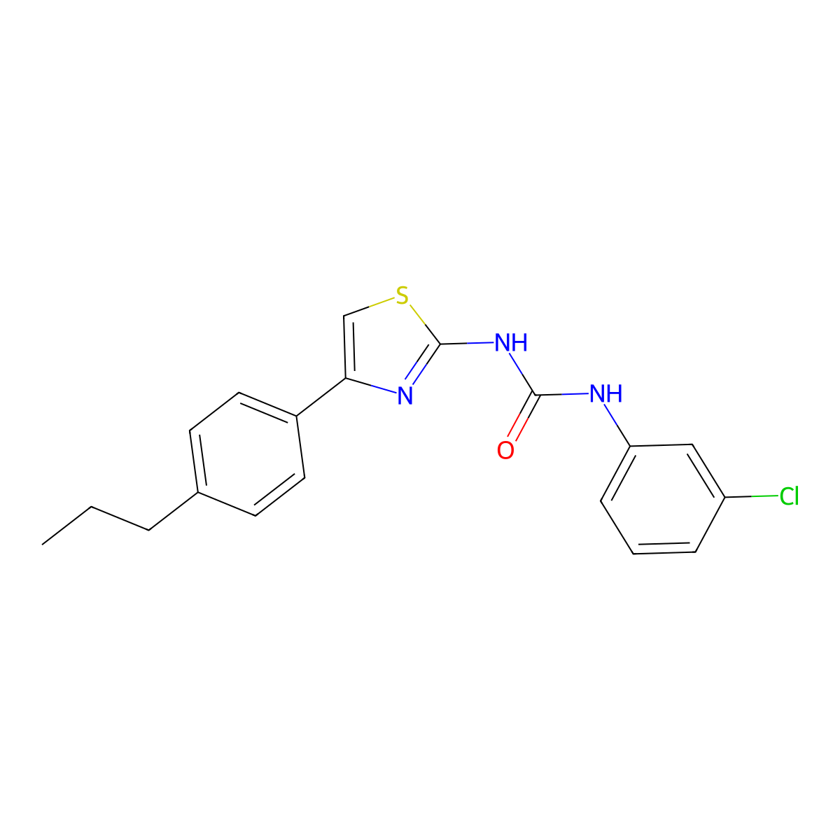 1-(3-Chlorophenyl)-3-[4-(4-propylphenyl)-1,3-thiazol-2-yl]urea molecular structure, CAS 445022-98-0
