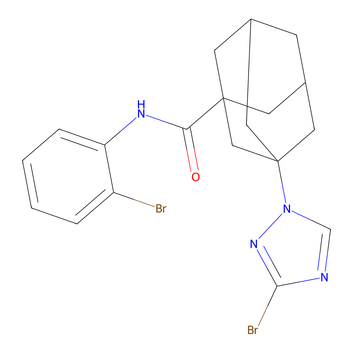 N-(2-bromophenyl)-3-(3-bromo-1,2,4-triazol-1-yl)adamantane-1-carboxamide molecular structure, CAS 445023-06-3