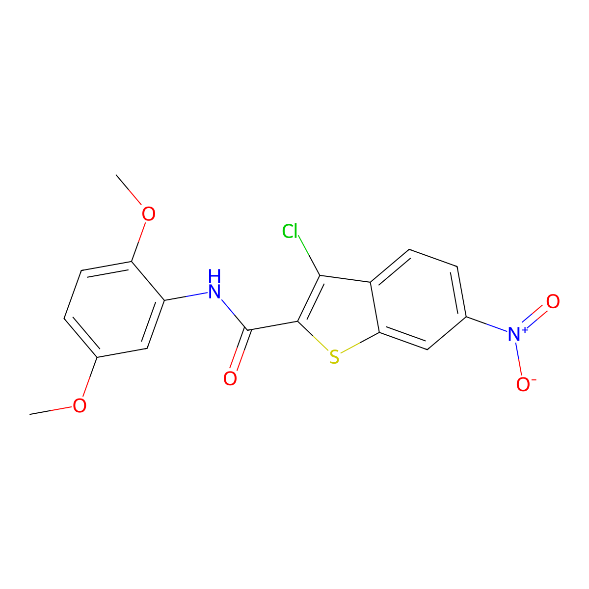 3-chloro-N-(2,5-dimethoxyphenyl)-6-nitro-1-benzothiophene-2-carboxamide molecular structure, CAS 445023-07-4