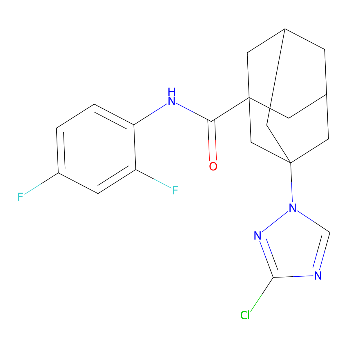 3-(3-chloro-1,2,4-triazol-1-yl)-N-(2,4-difluorophenyl)adamantane-1-carboxamide molecular structure, CAS 445023-16-5