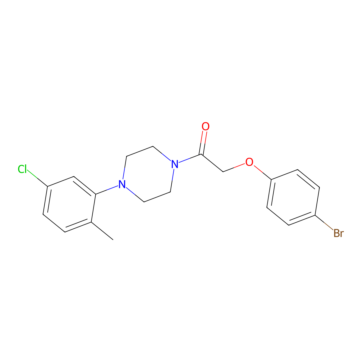 2-(4-Bromophenoxy)-1-[4-(5-chloro-2-methylphenyl)piperazin-1-yl]ethanone molecular structure, CAS 445023-17-6