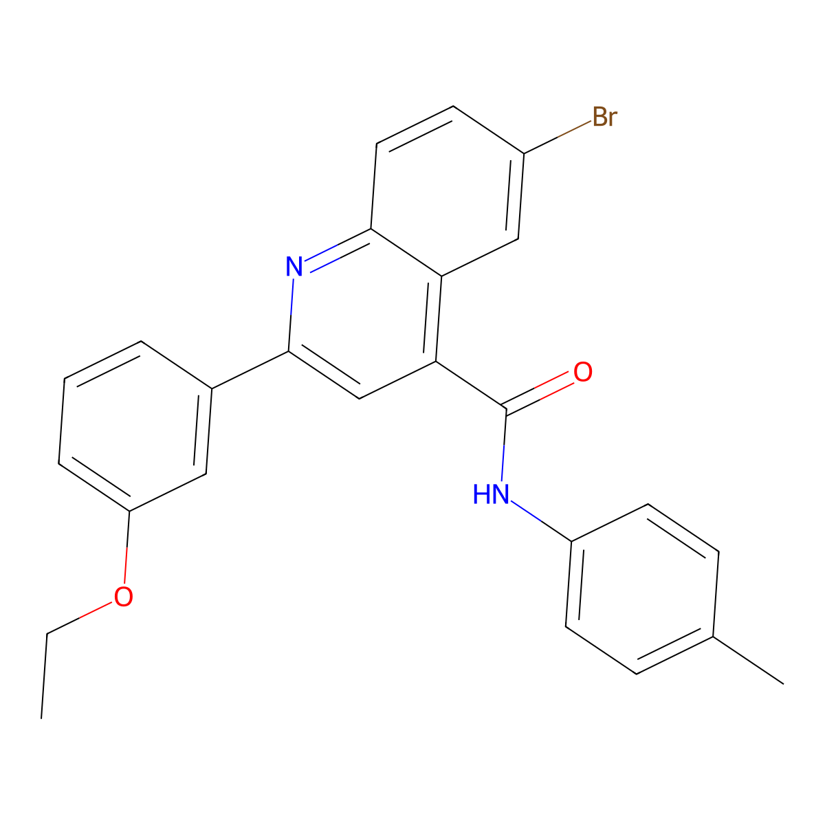 6-bromo-2-(3-ethoxyphenyl)-N-(4-methylphenyl)quinoline-4-carboxamide molecular structure, CAS 445023-29-0