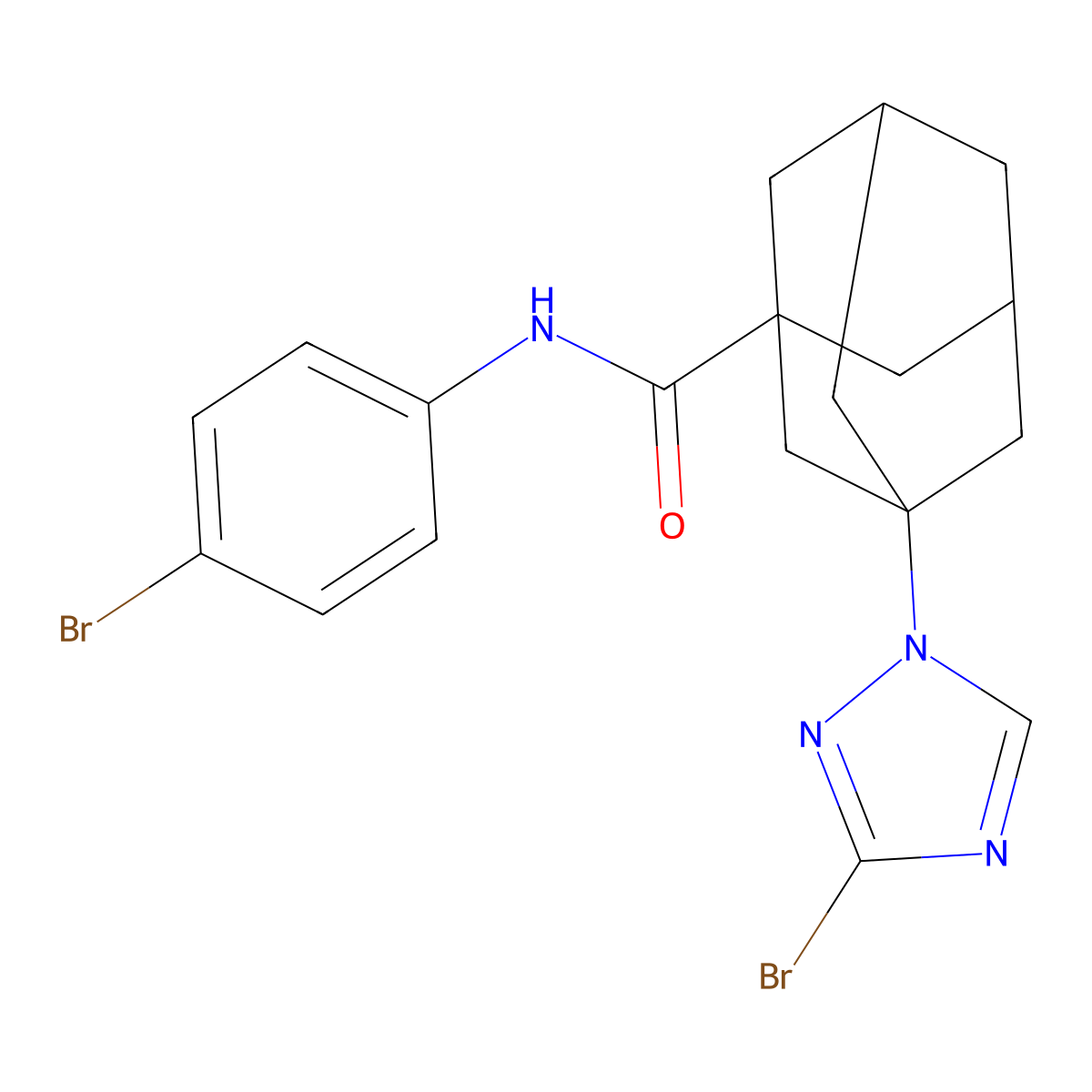 N-(4-bromophenyl)-3-(3-bromo-1,2,4-triazol-1-yl)adamantane-1-carboxamide molecular structure, CAS 445023-30-3