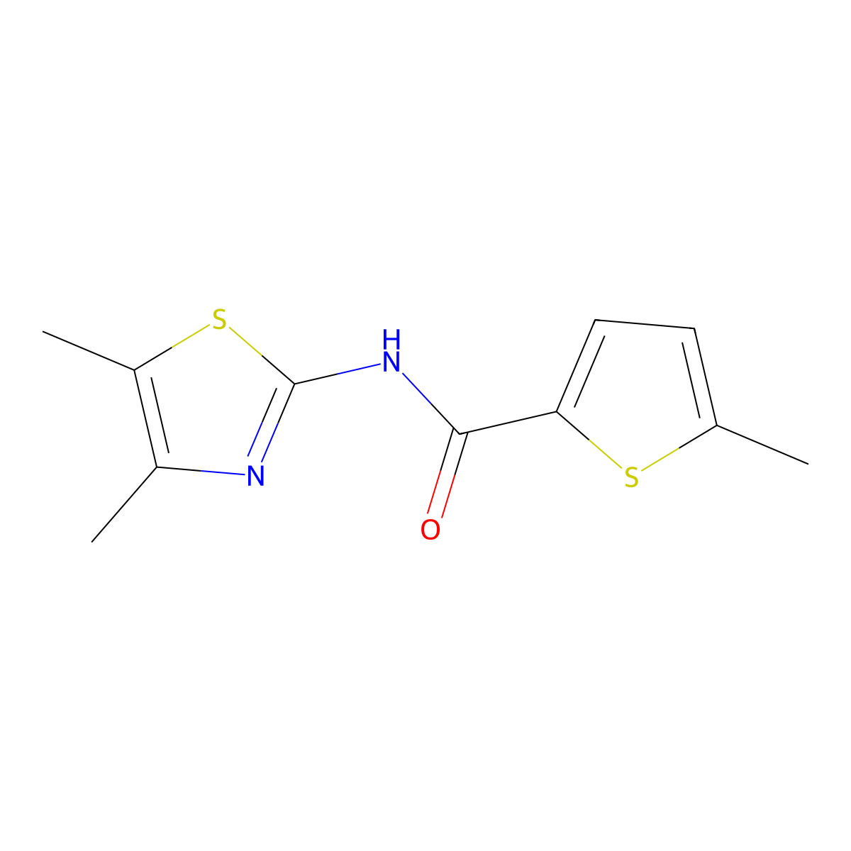 N-(4,5-dimethyl-1,3-thiazol-2-yl)-5-methylthiophene-2-carboxamide molecular structure, CAS 445023-36-9