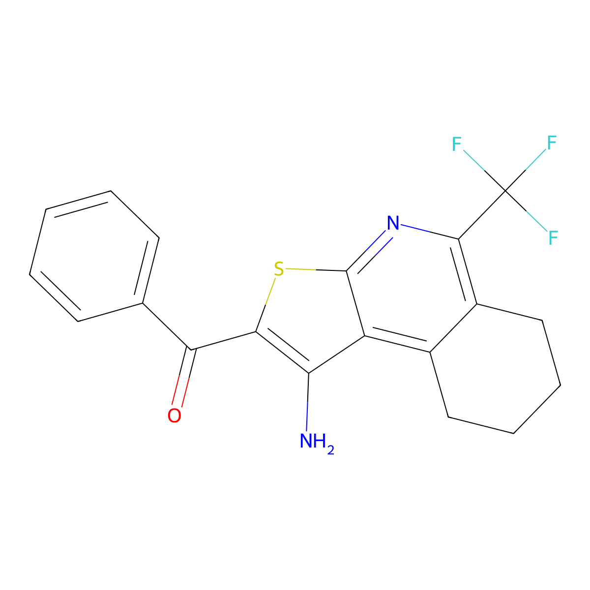 [1-Amino-5-(trifluoromethyl)-6,7,8,9-tetrahydrothieno[2,3-c]isoquinolin-2-yl]-phenylmethanone molecular structure, CAS 445023-40-5