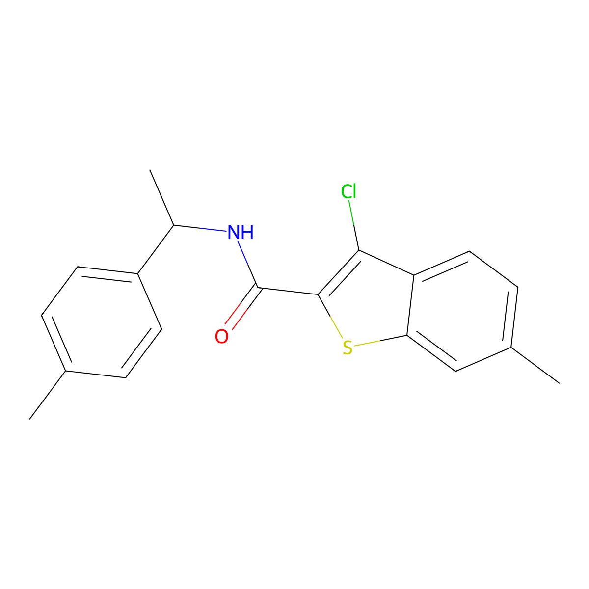 3-chloro-6-methyl-N-[1-(4-methylphenyl)ethyl]-1-benzothiophene-2-carboxamide molecular structure, CAS 445023-44-9