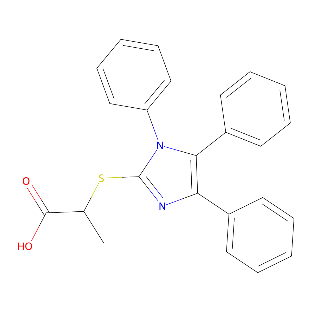 2-(1,4,5-triphenylimidazol-2-yl)sulfanylpropanoic Acid molecular structure, CAS 445023-53-0