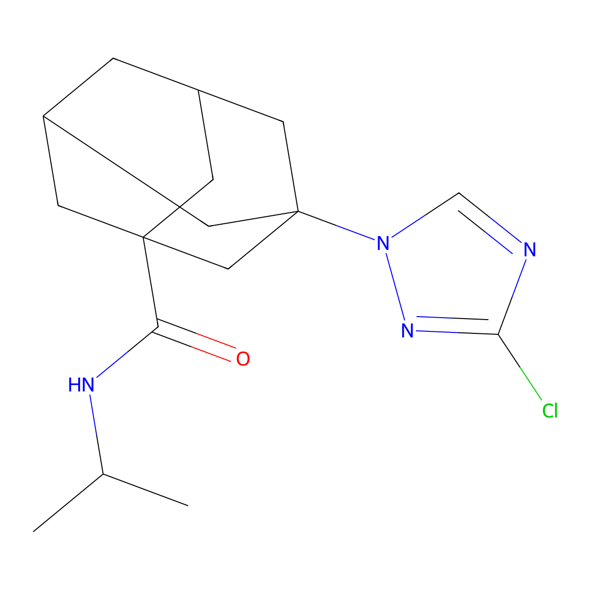 3-(3-chloro-1H-1,2,4-triazol-1-yl)-N-isopropyladamantane-1-carboxamide molecular structure, CAS 445023-71-2
