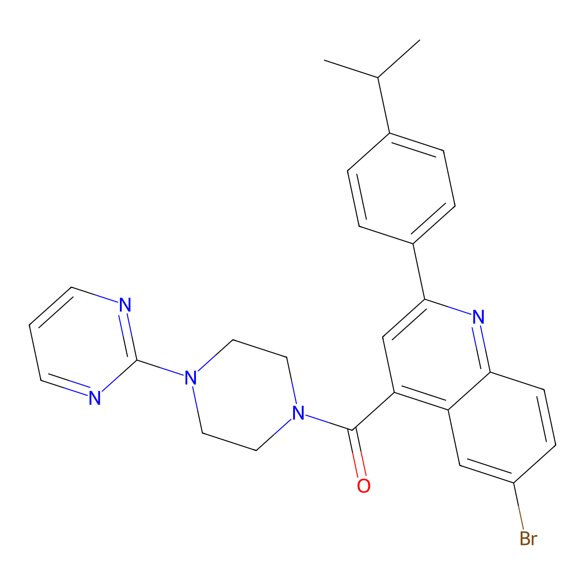 [6-Bromo-2-(4-propan-2-ylphenyl)quinolin-4-yl]-(4-pyrimidin-2-ylpiperazin-1-yl)methanone molecular structure, CAS 445023-87-0