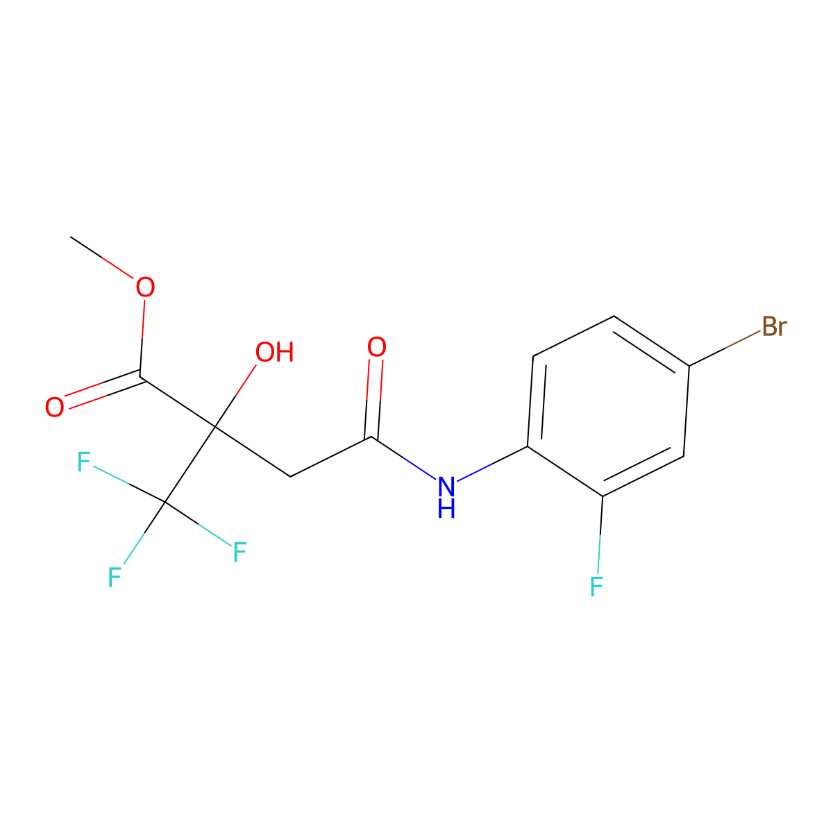 Methyl 4-(4-bromo-2-fluoroanilino)-2-hydroxy-4-oxo-2-(trifluoromethyl)butanoate molecular structure, CAS 445024-24-8