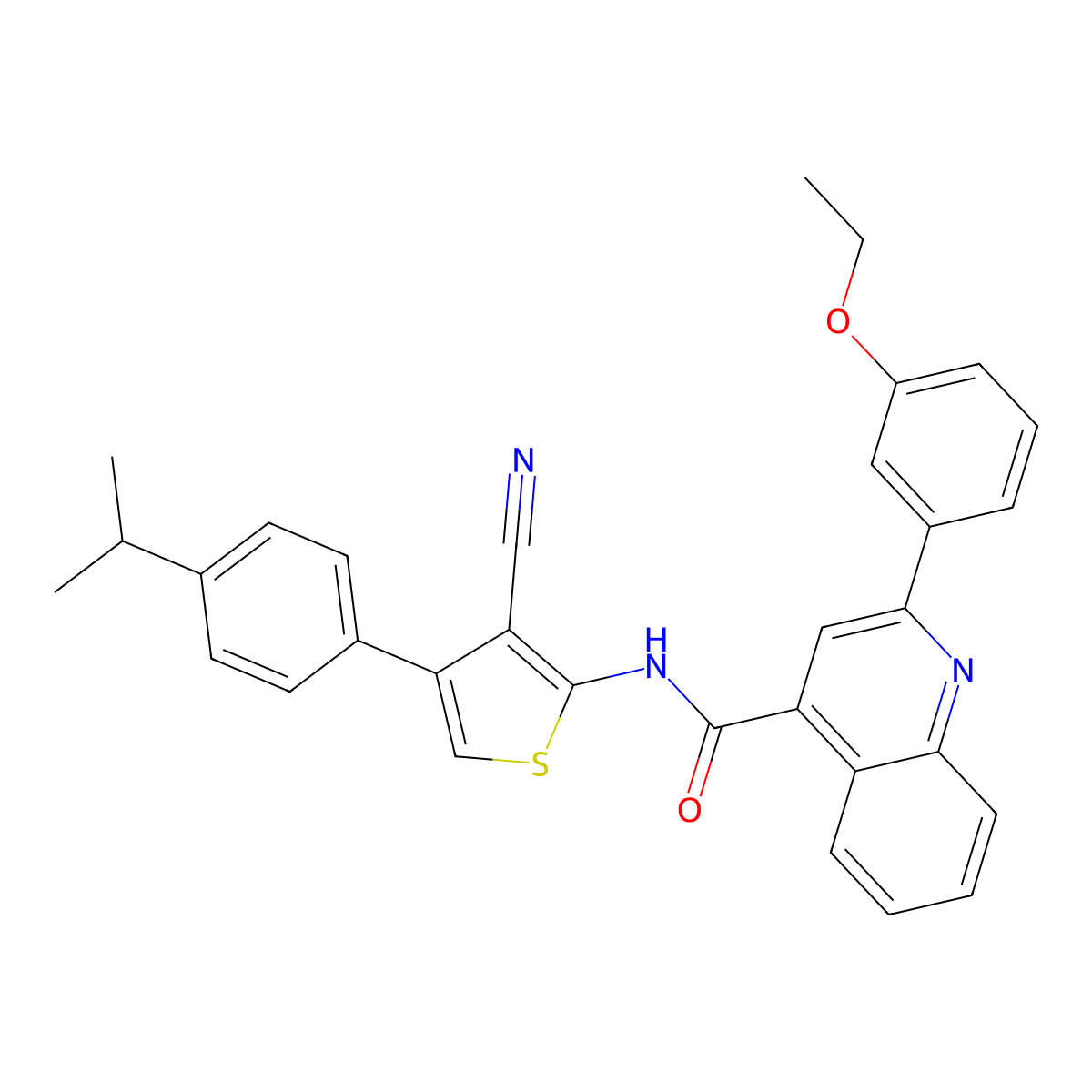 N-[3-cyano-4-(4-propan-2-ylphenyl)thiophen-2-yl]-2-(3-ethoxyphenyl)quinoline-4-carboxamide molecular structure, CAS 445024-78-2