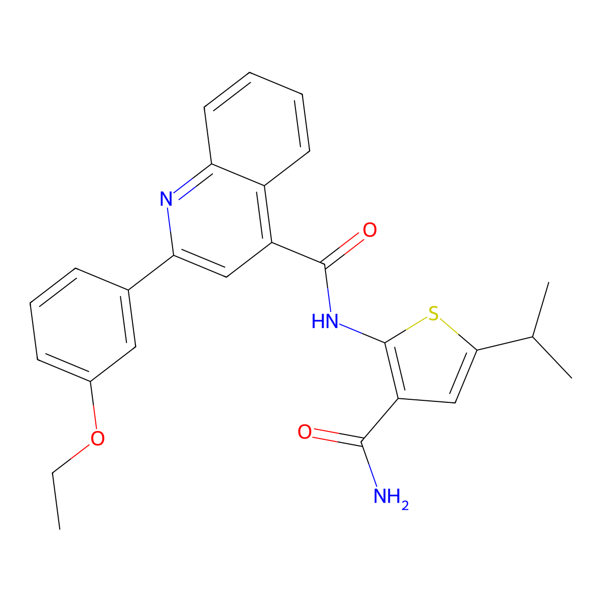 N-(3-carbamoyl-5-propan-2-ylthiophen-2-yl)-2-(3-ethoxyphenyl)quinoline-4-carboxamide molecular structure, CAS 445024-84-0