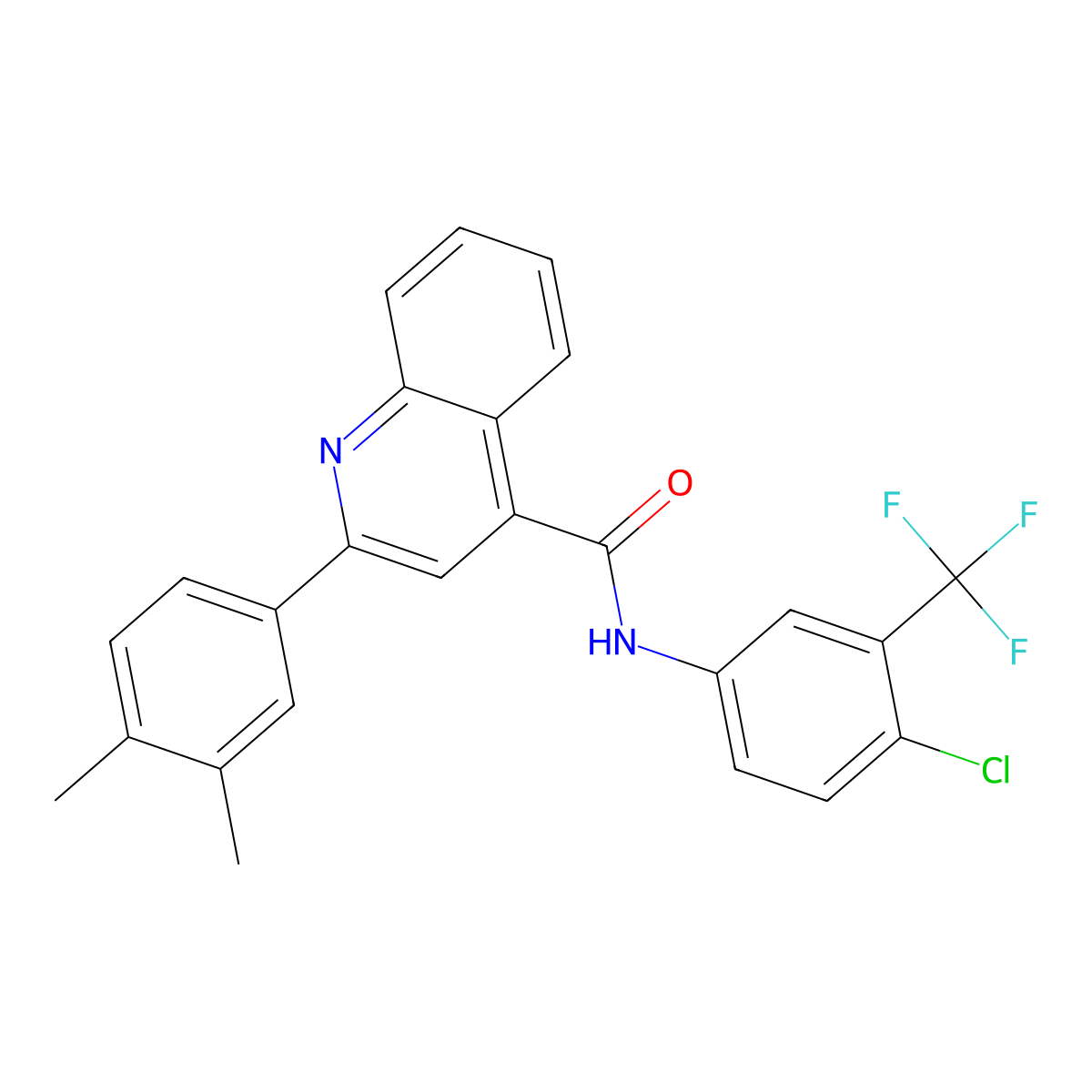 N-[4-chloro-3-(trifluoromethyl)phenyl]-2-(3,4-dimethylphenyl)quinoline-4-carboxamide molecular structure, CAS 445024-95-3
