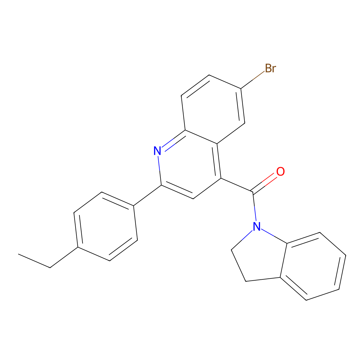 [6-Bromo-2-(4-ethylphenyl)quinolin-4-yl]-(2,3-dihydroindol-1-yl)methanone molecular structure, CAS 445025-34-3