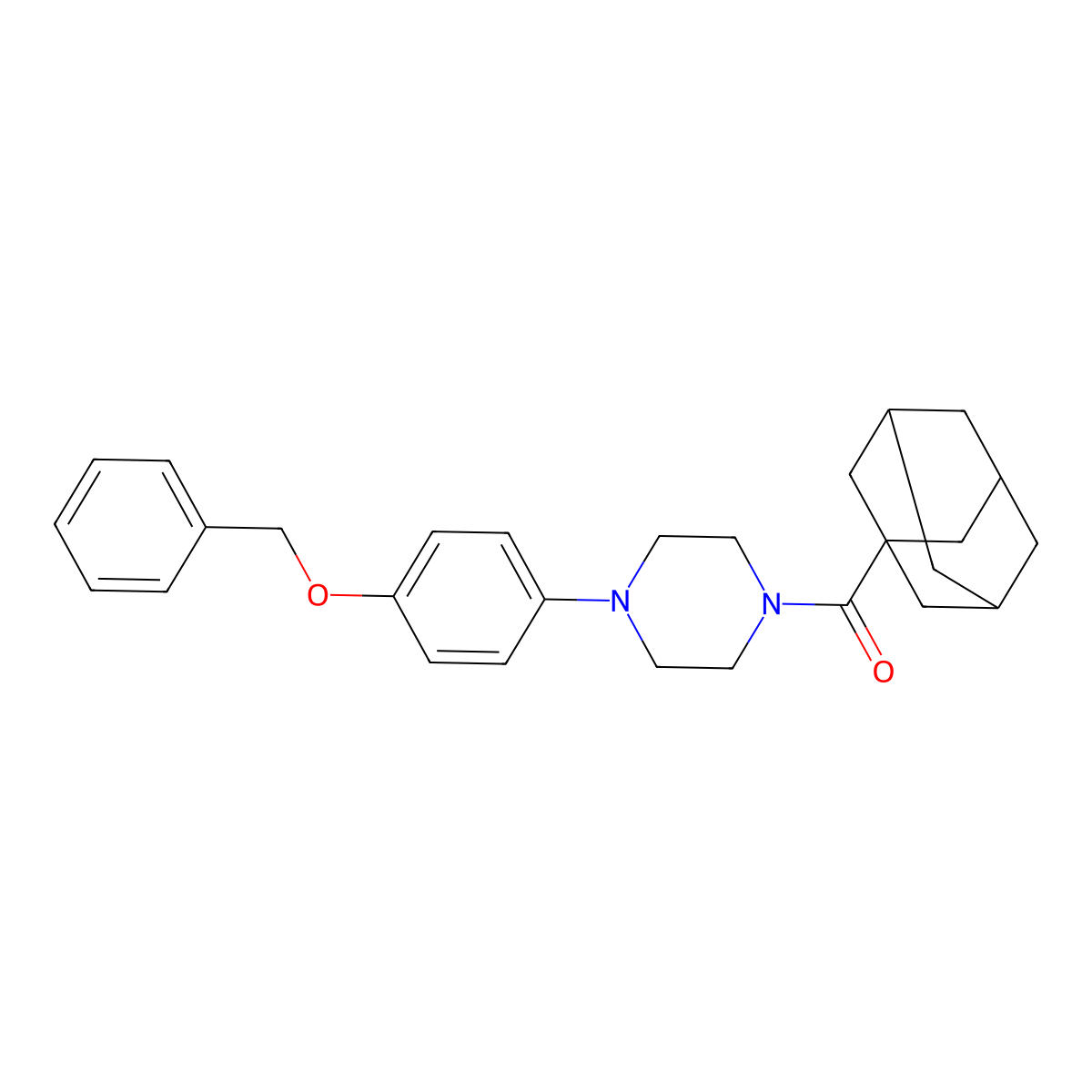 1-Adamantyl-[4-(4-phenylmethoxyphenyl)piperazin-1-yl]methanone molecular structure, CAS 445025-54-7