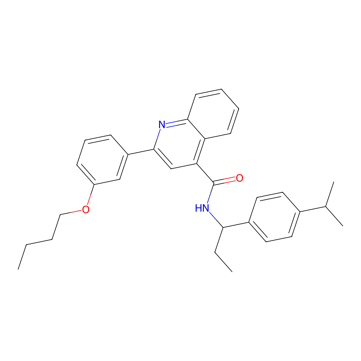 2-(3-butoxyphenyl)-N-[1-(4-propan-2-ylphenyl)propyl]quinoline-4-carboxamide molecular structure, CAS 445025-56-9