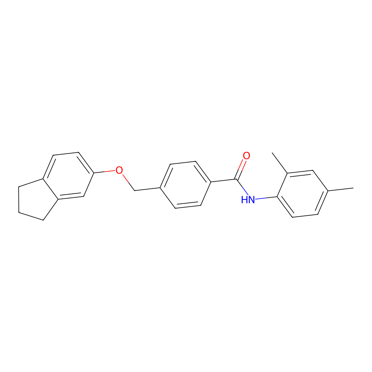4-[(2,3-dihydro-1H-inden-5-yloxy)methyl]-N-(2,4-dimethylphenyl)benzamide molecular structure, CAS 445025-62-7