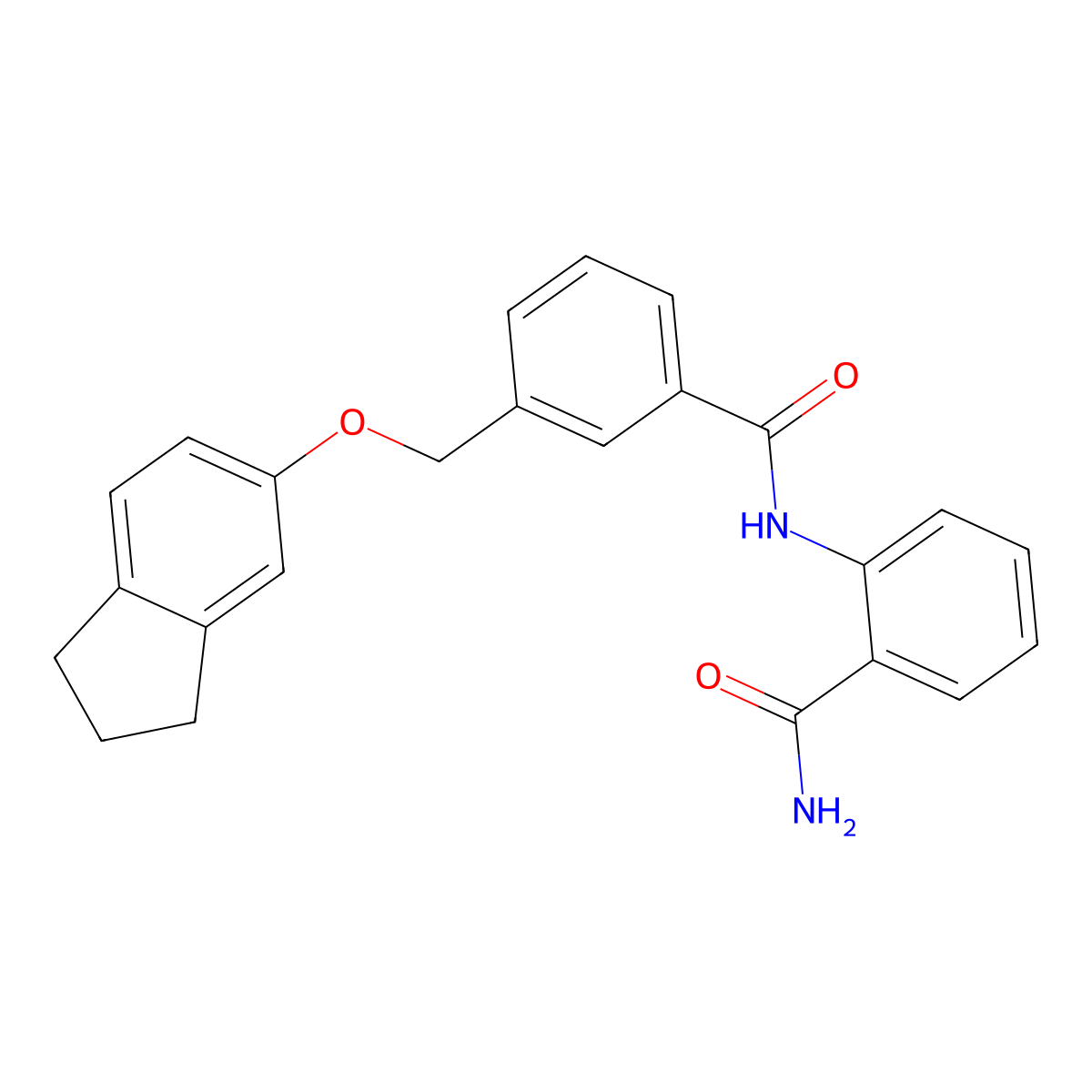 2-[[3-(2,3-dihydro-1H-inden-5-yloxymethyl)benzoyl]amino]benzamide molecular structure, CAS 445025-68-3