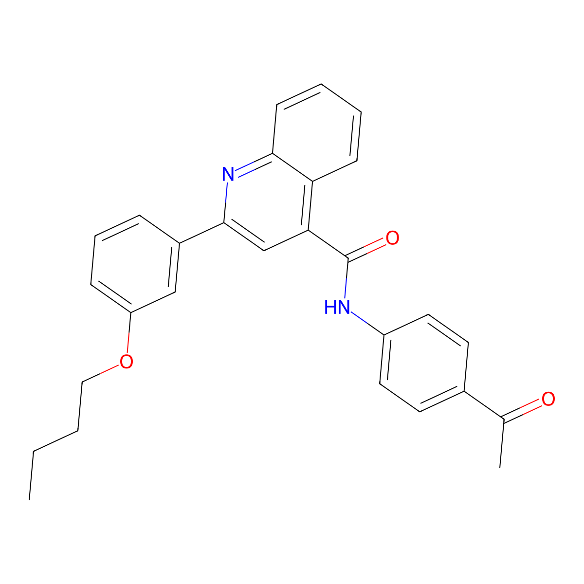 N-(4-acetylphenyl)-2-(3-butoxyphenyl)quinoline-4-carboxamide molecular structure, CAS 445027-92-9