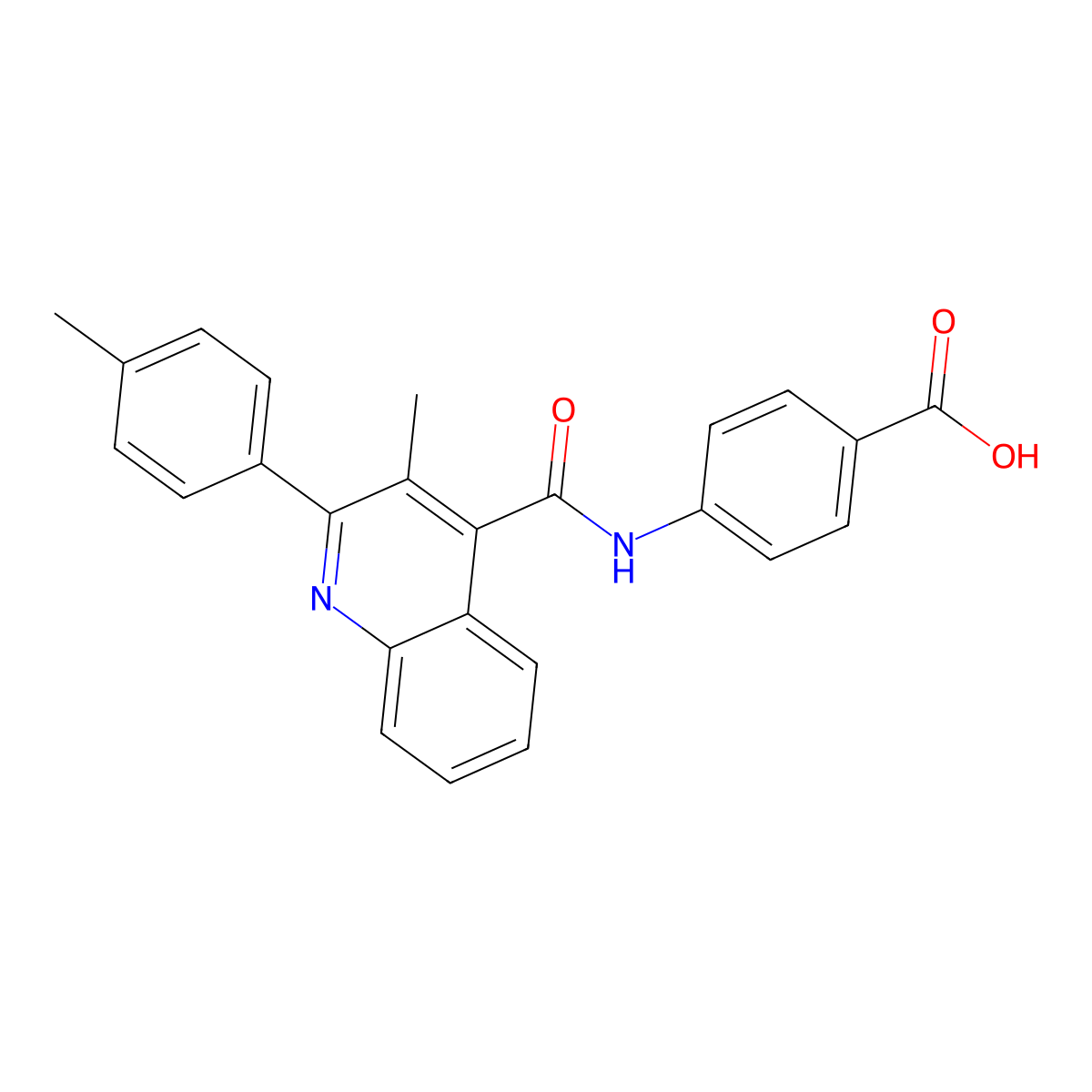 4-(3-Methyl-2-(p-tolyl)quinoline-4-carboxamido)benzoic acid molecular structure, CAS 445027-94-1