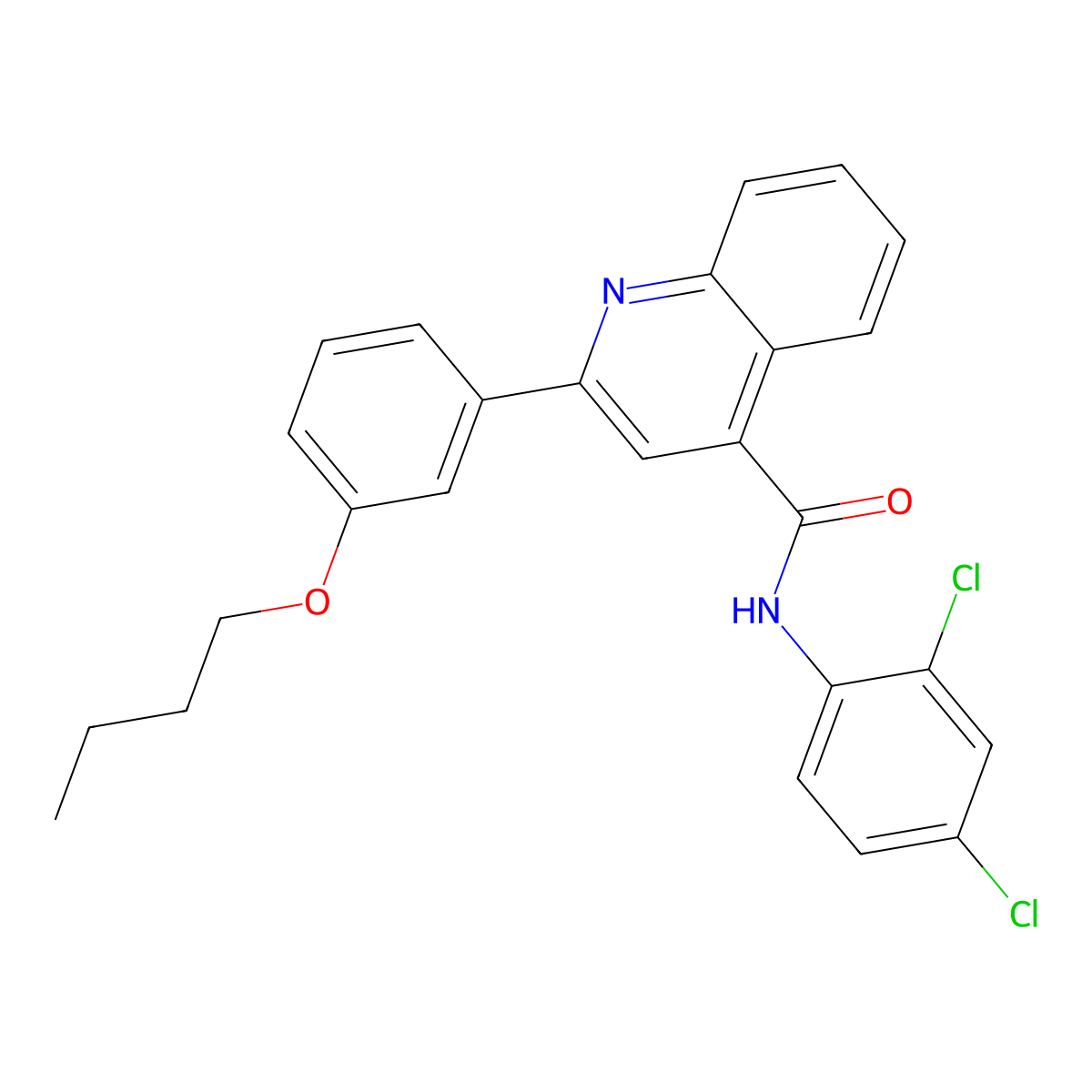 2-(3-butoxyphenyl)-N-(2,4-dichlorophenyl)quinoline-4-carboxamide molecular structure, CAS 445027-96-3