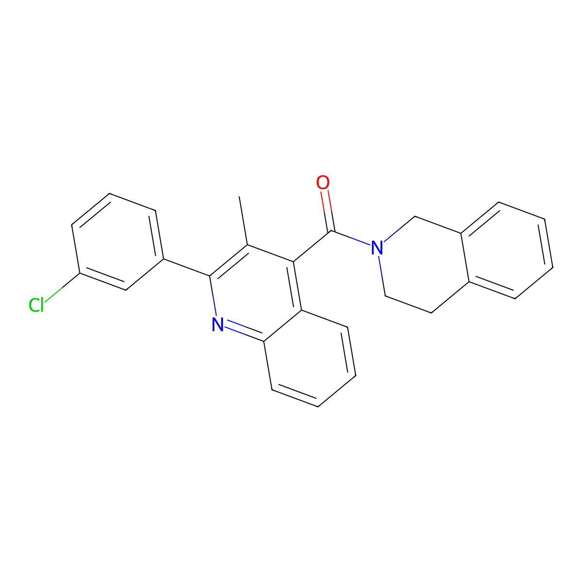 [2-(3-chlorophenyl)-3-methylquinolin-4-yl]-(3,4-dihydro-1H-isoquinolin-2-yl)methanone molecular structure, CAS 445028-11-5