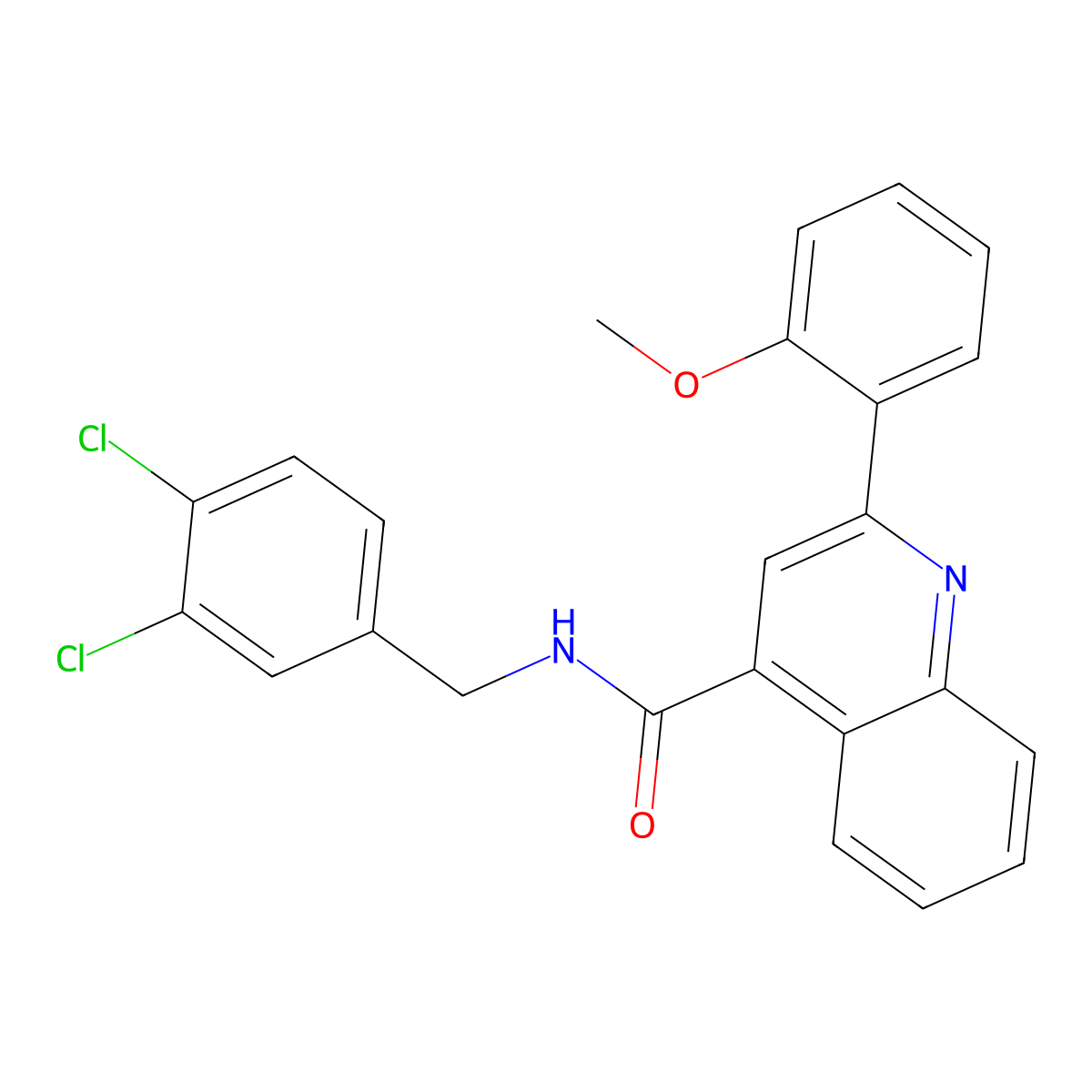 N-(3,4-dichlorobenzyl)-2-(2-methoxyphenyl)-4-quinolinecarboxamide molecular structure, CAS 445028-68-2
