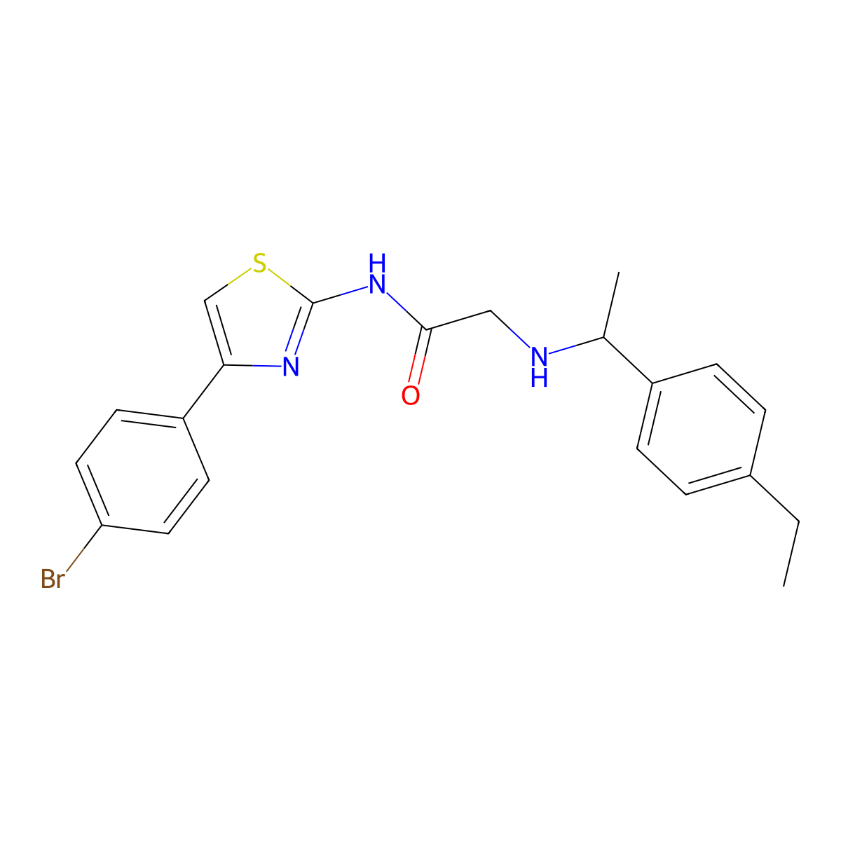 N-[4-(4-bromophenyl)-1,3-thiazol-2-yl]-2-[1-(4-ethylphenyl)ethylamino]acetamide molecular structure, CAS 445028-87-5
