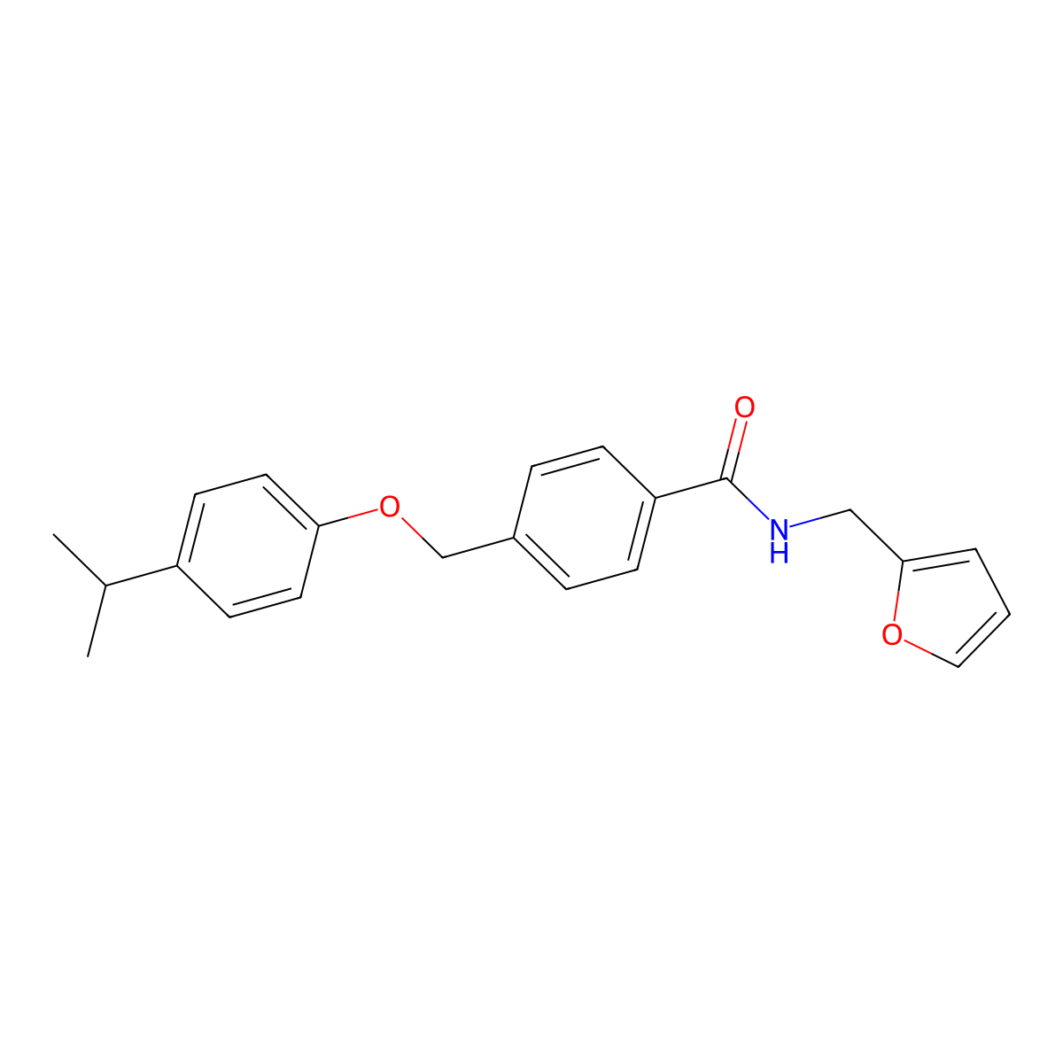 N-(furan-2-ylmethyl)-4-[(4-propan-2-ylphenoxy)methyl]benzamide molecular structure, CAS 445029-24-3